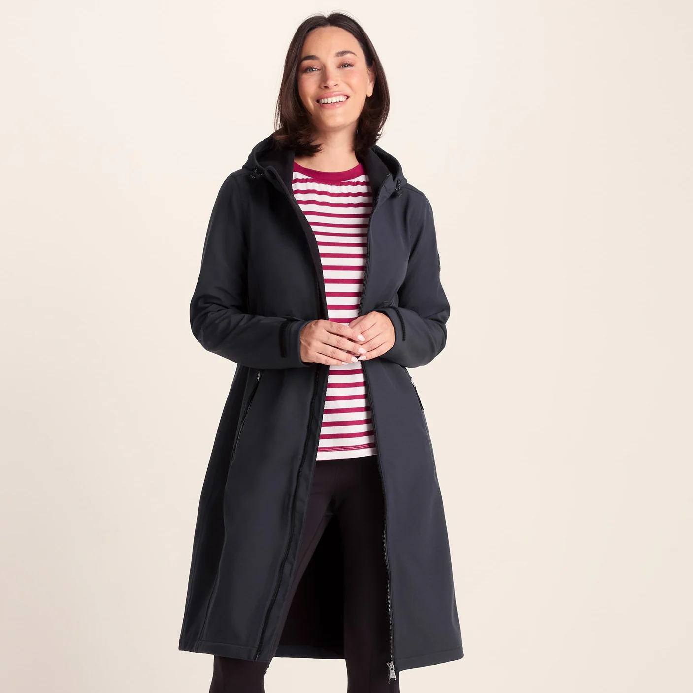 Enya Womens Longline Waterproof Softshell Jacket - Dark Indigo
