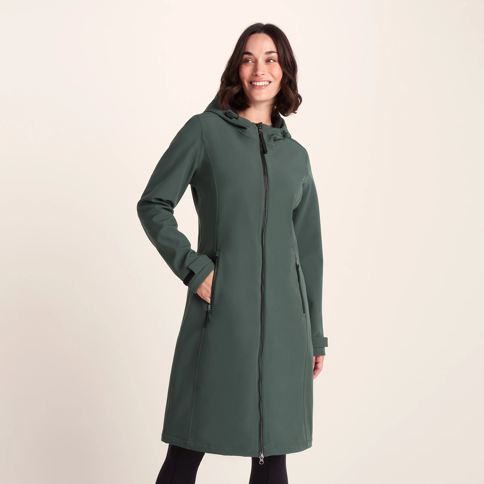 Enya Womens Longline Waterproof Softshell Jacket - Racing Green - Image 2