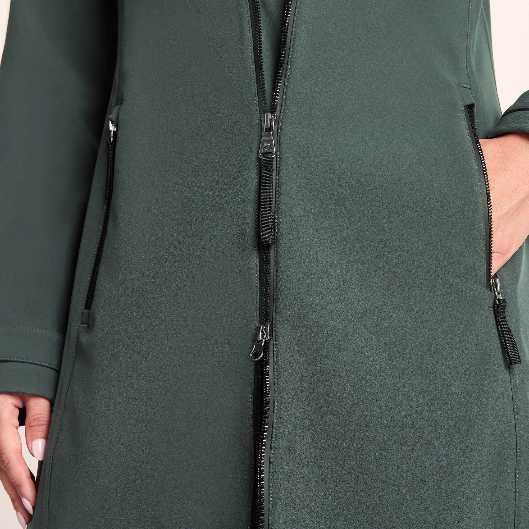 Enya Womens Longline Waterproof Softshell Jacket - Racing Green - Image 6