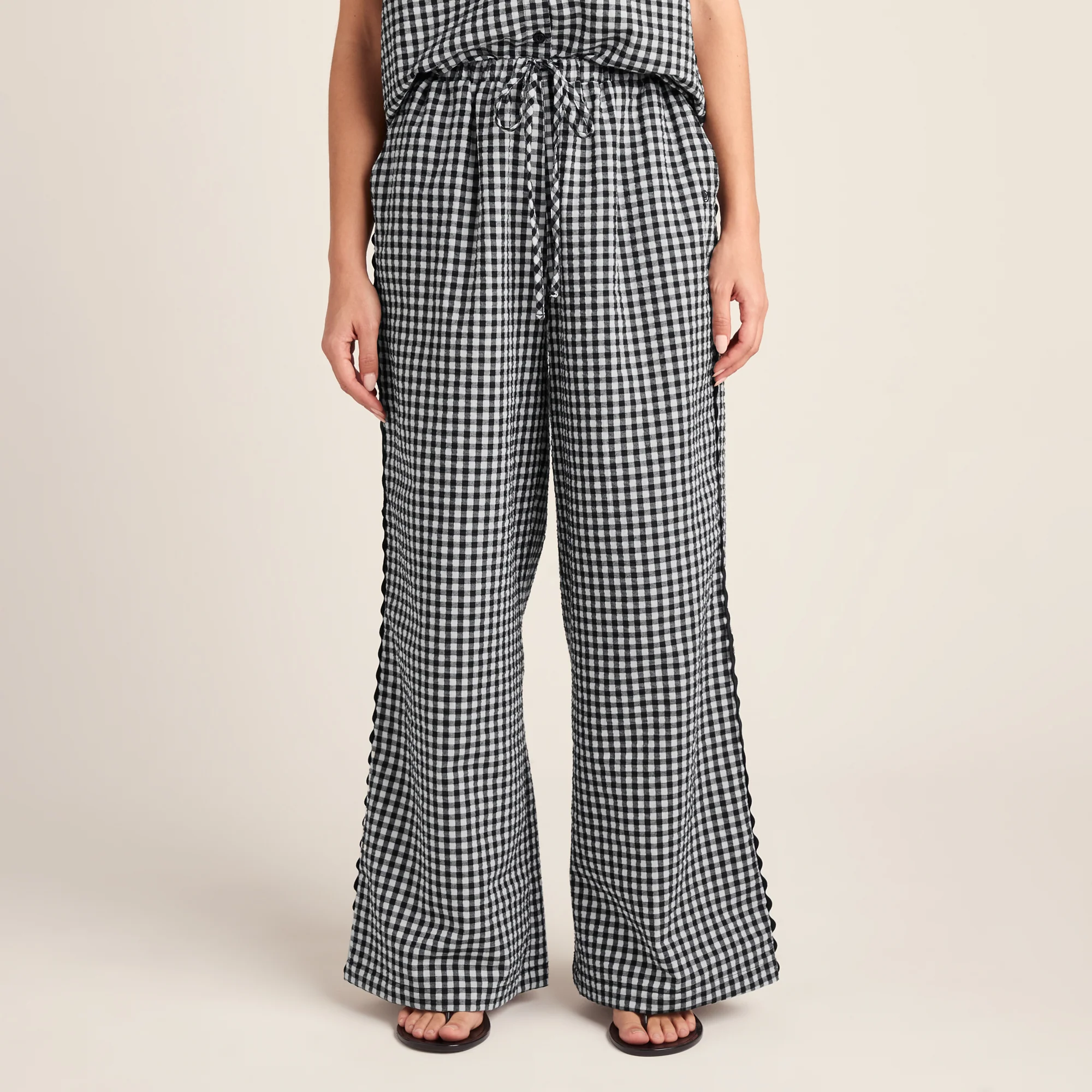 Ferne Womens Gingham Trousers - Black Check