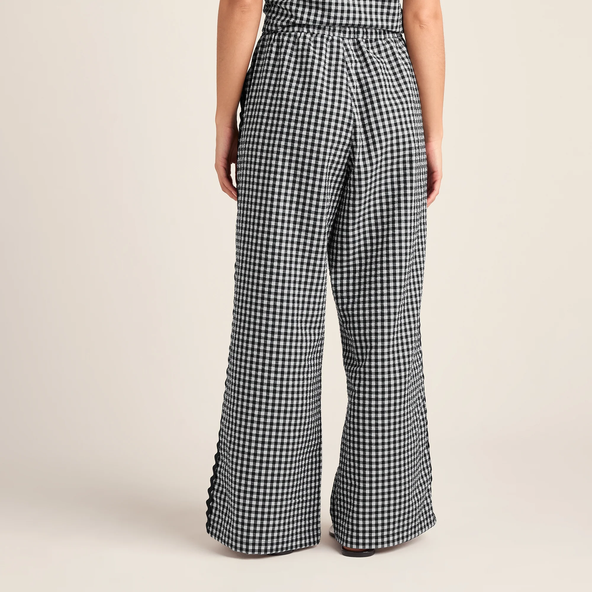Ferne Womens Gingham Trousers - Black Check - Image 3