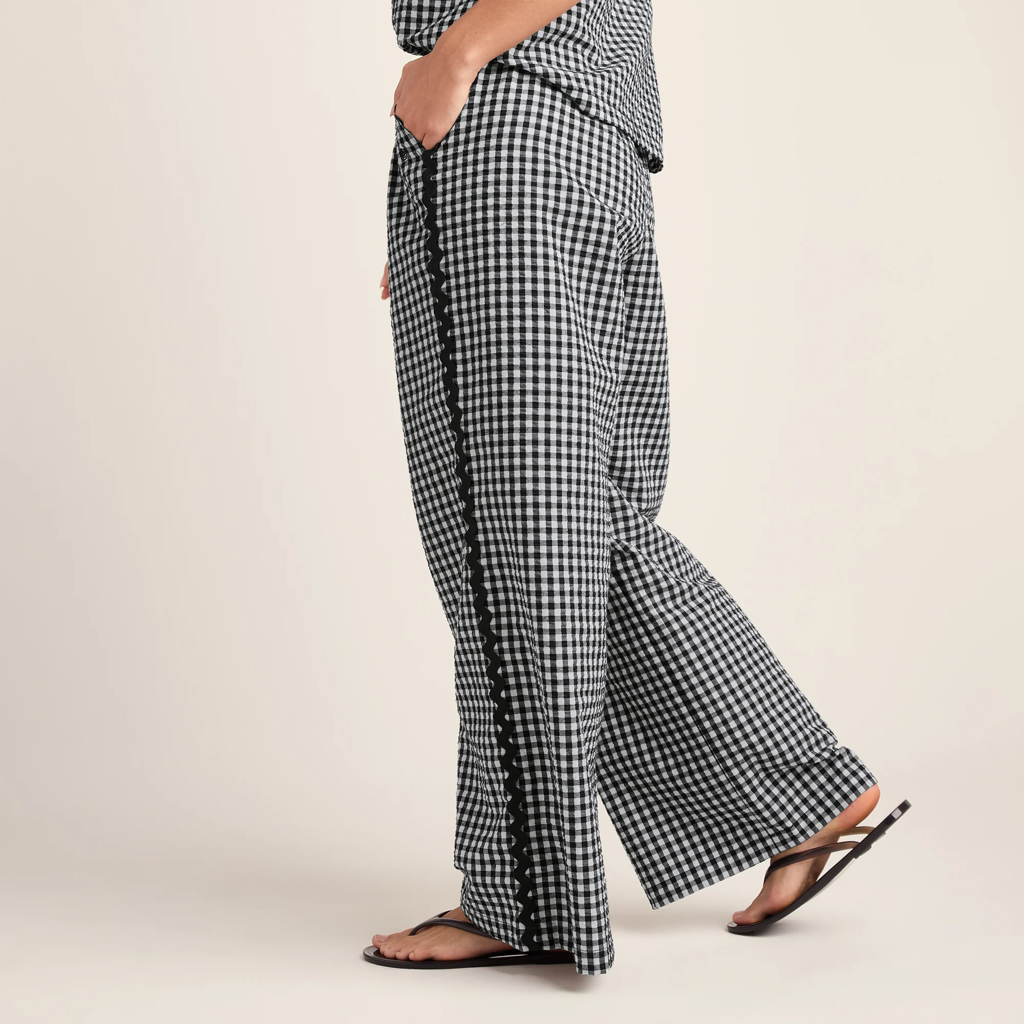 Ferne Womens Gingham Trousers - Black Check - Image 5