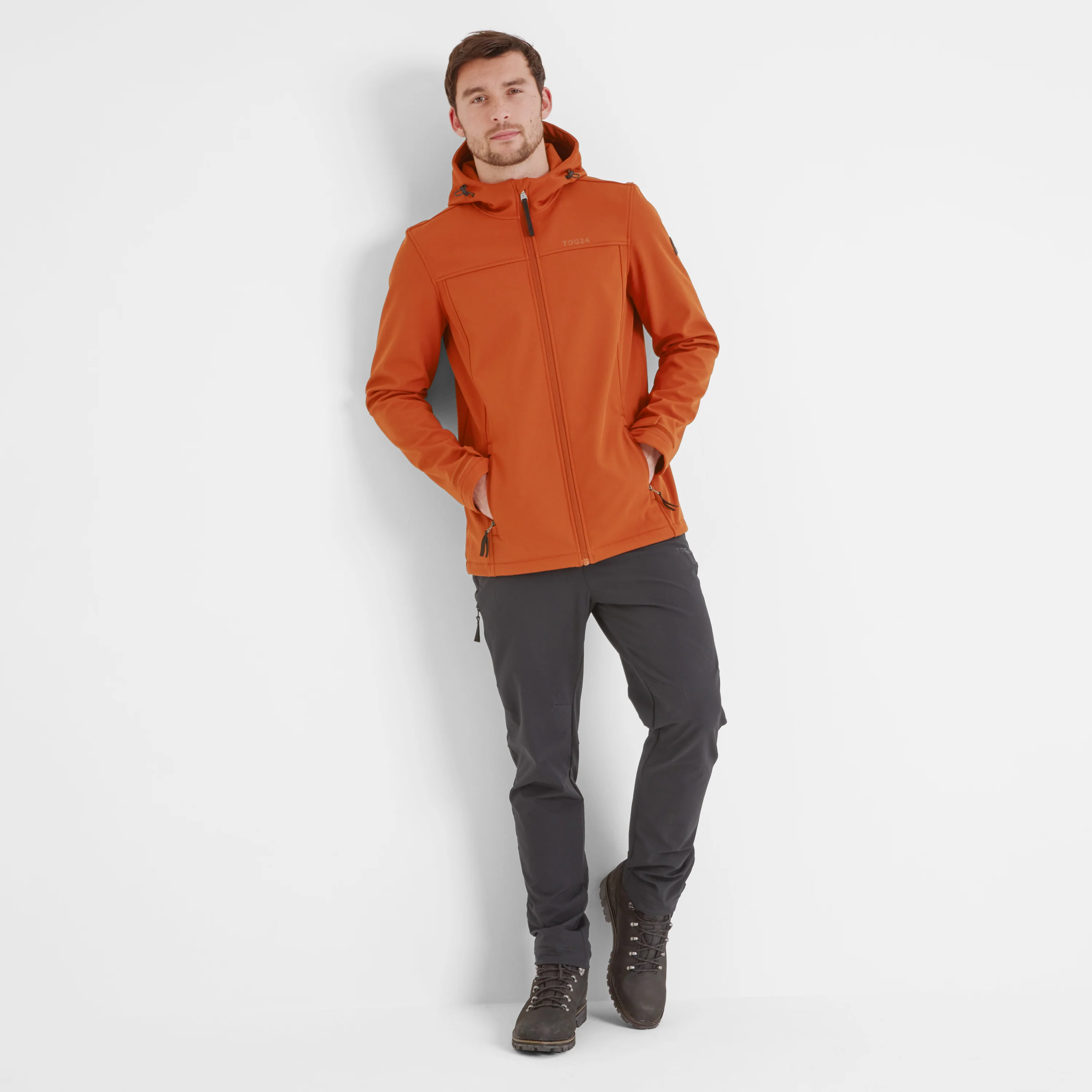 Feizor Mens Shower Resistant Softshell Hooded Jacket - Burnt Orange - Image 4