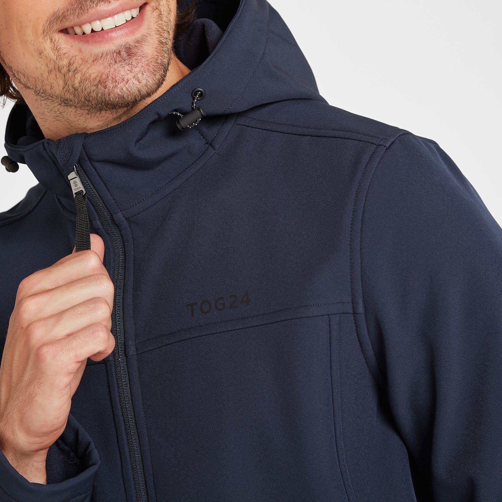 Feizor Mens Shower Resistant Softshell Hooded Jacket - Navy - Image 6