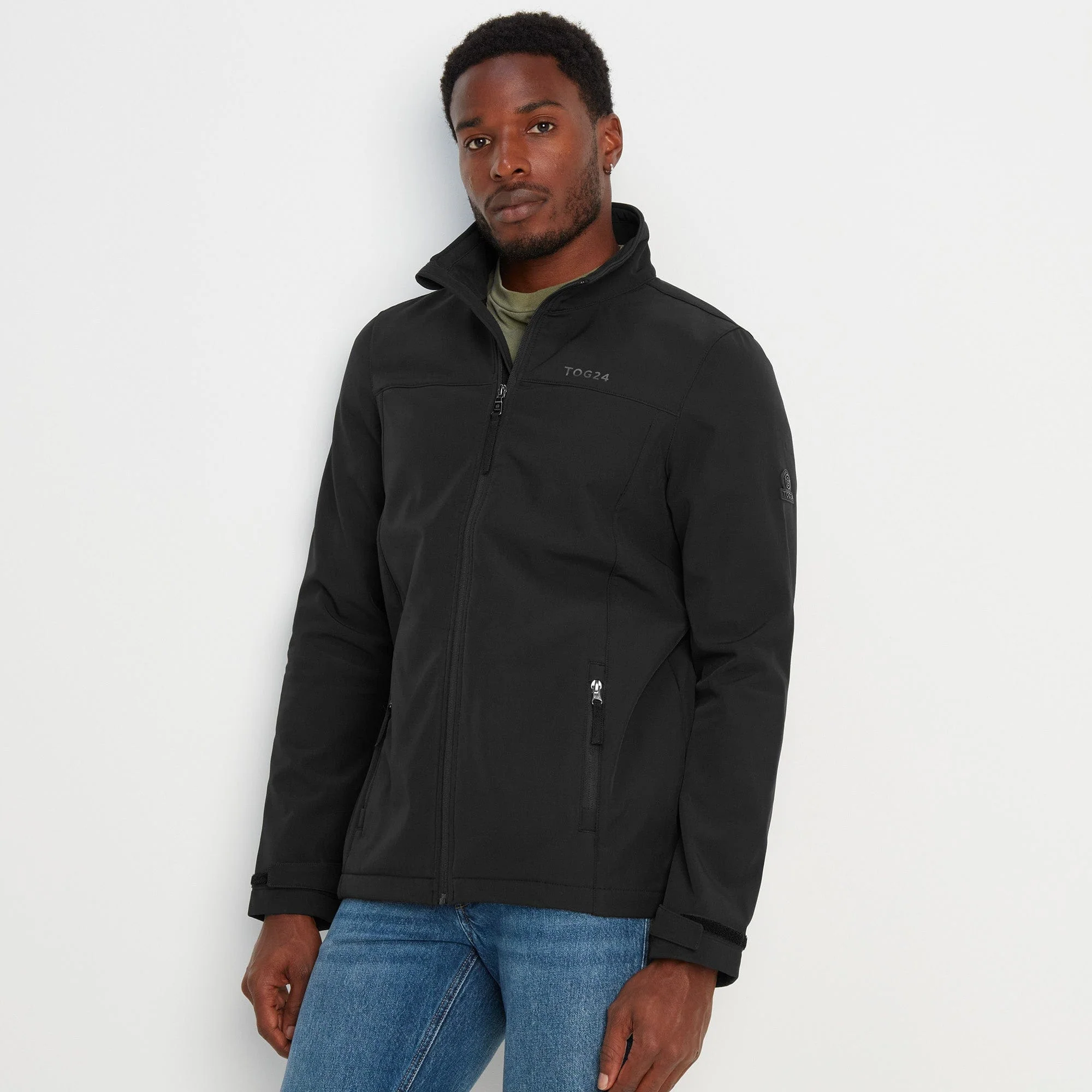 Feizor Mens Shower Resistant Softshell Jacket - Black - Image 3