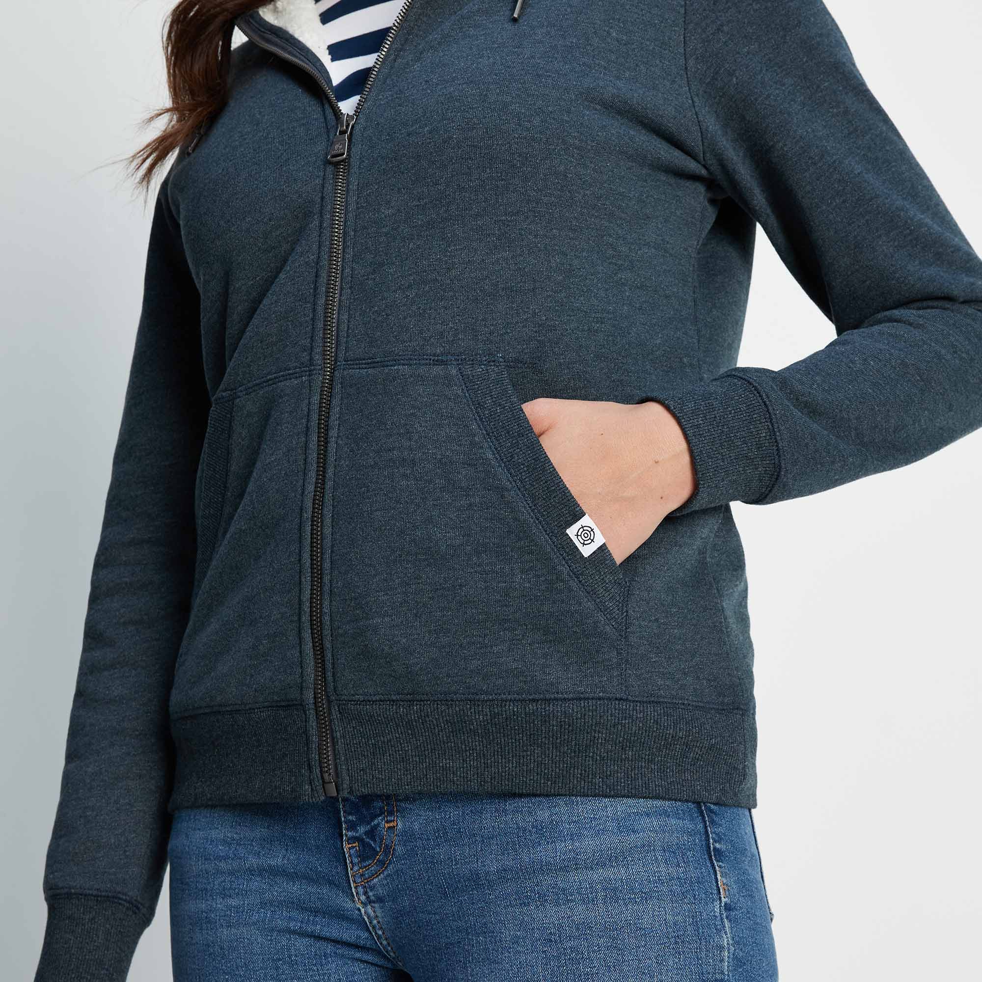 Finch Womens Supersoft Sherpa Fleece Lined Hoody - Dark Indigo Marl - Image 5