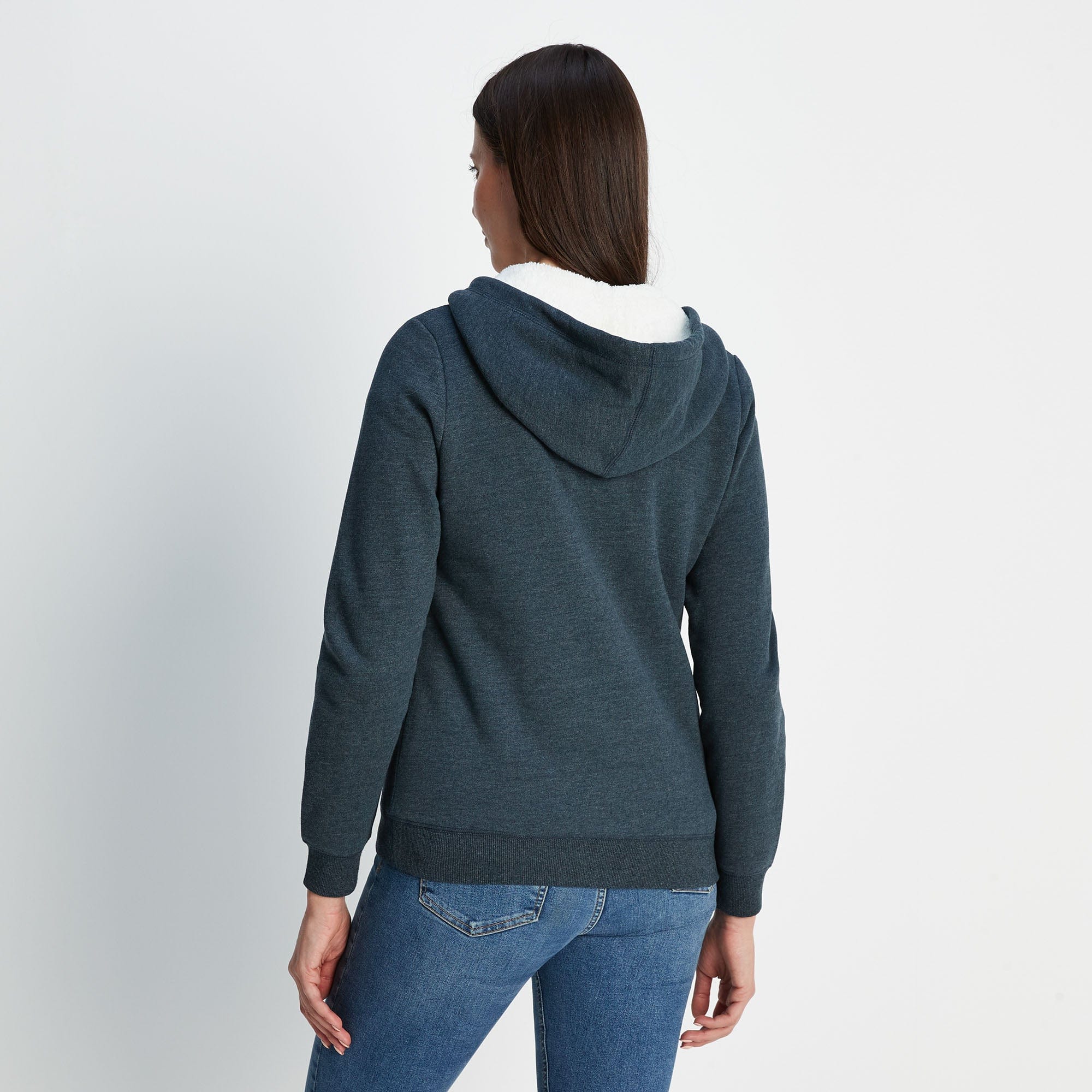 Finch Womens Supersoft Sherpa Fleece Lined Hoody - Dark Indigo Marl - Image 6