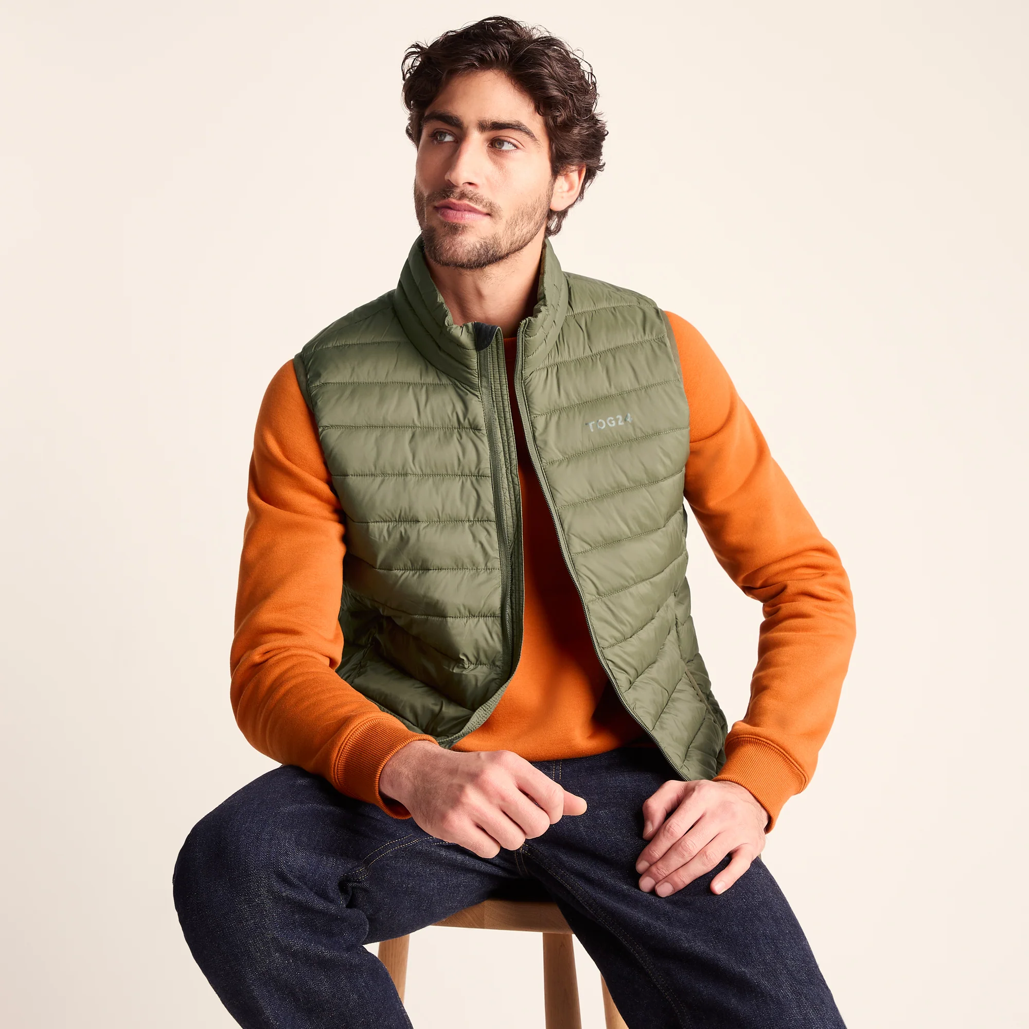 Gibson Mens Insulated Padded Gilet - Khaki - Image 3