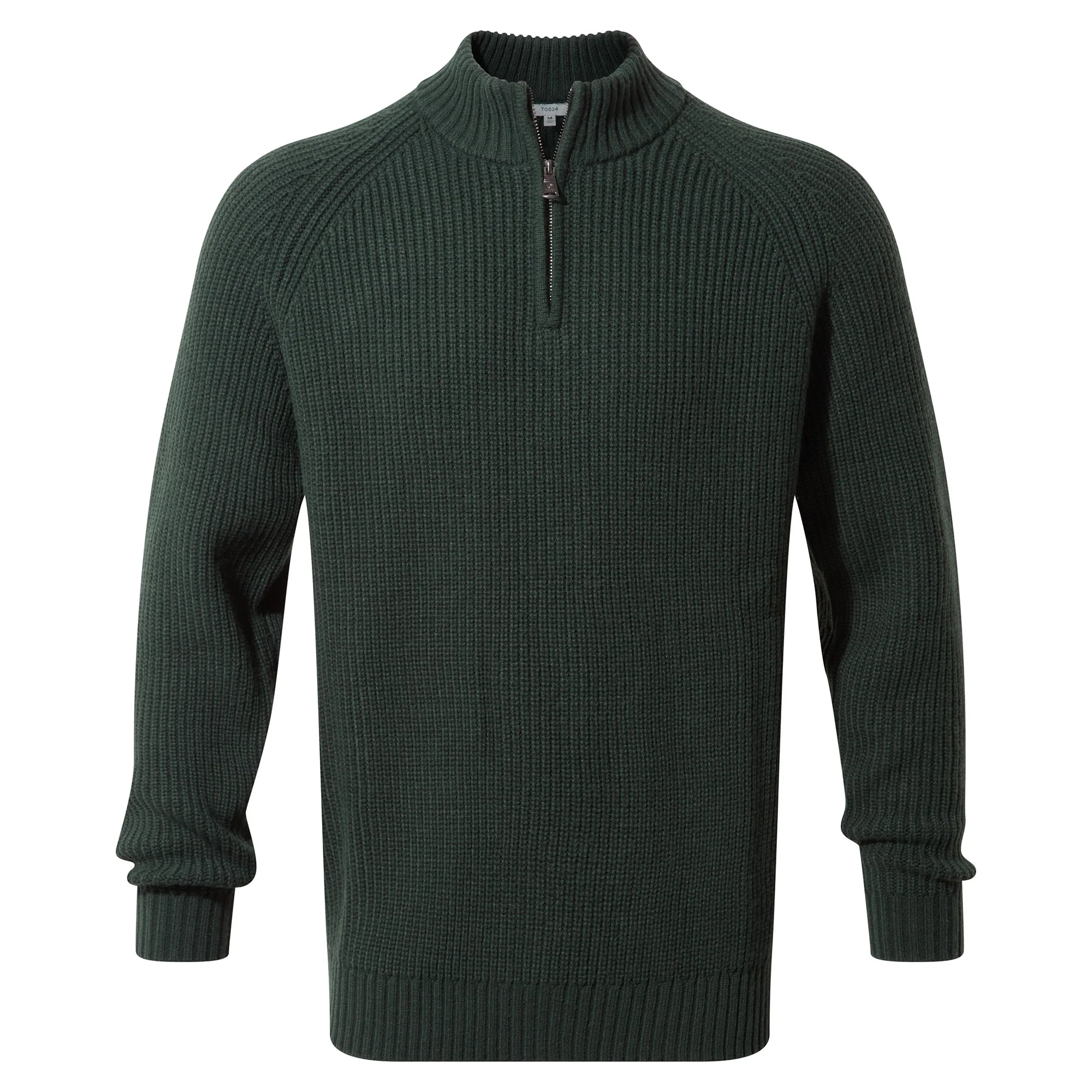 Glen Mens Chunky Knitted Zip Neck Jumper - Racing Green - Image 10