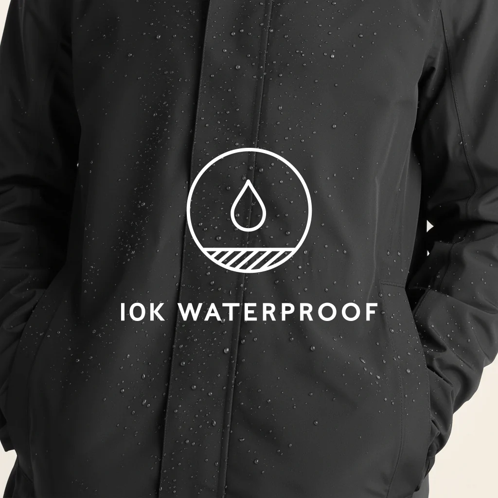 Glenton Mens Long Waterproof Jacket - Black - Image 7