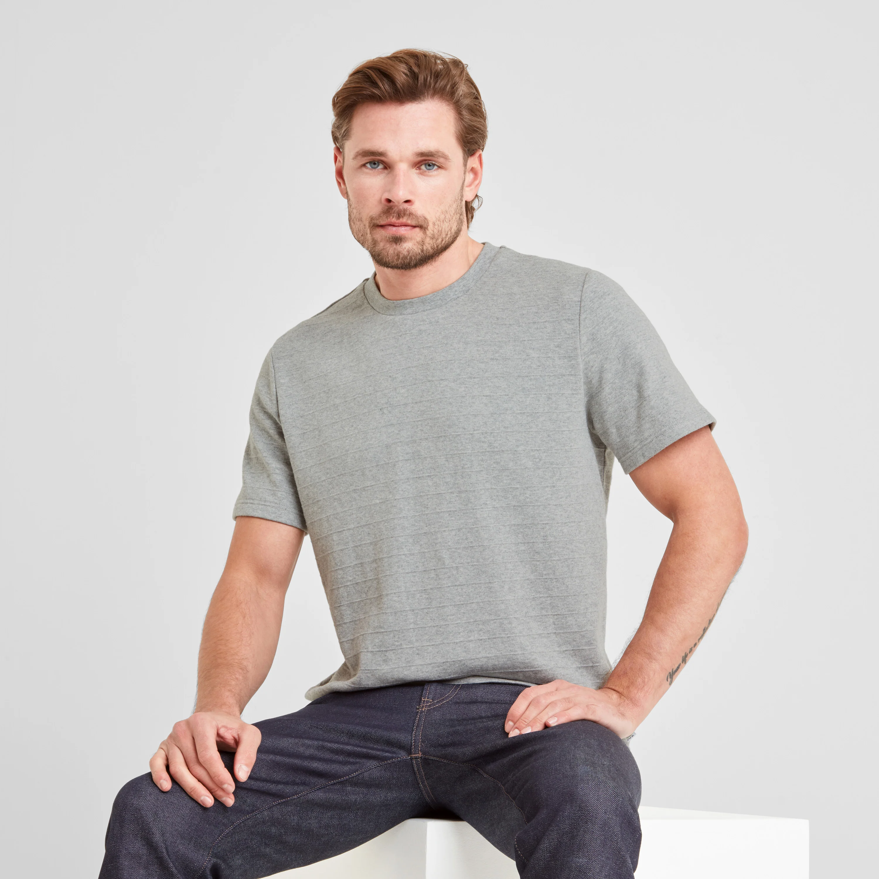 Goodman Mens Supersoft T-Shirt - Light Grey Marl - Image 7