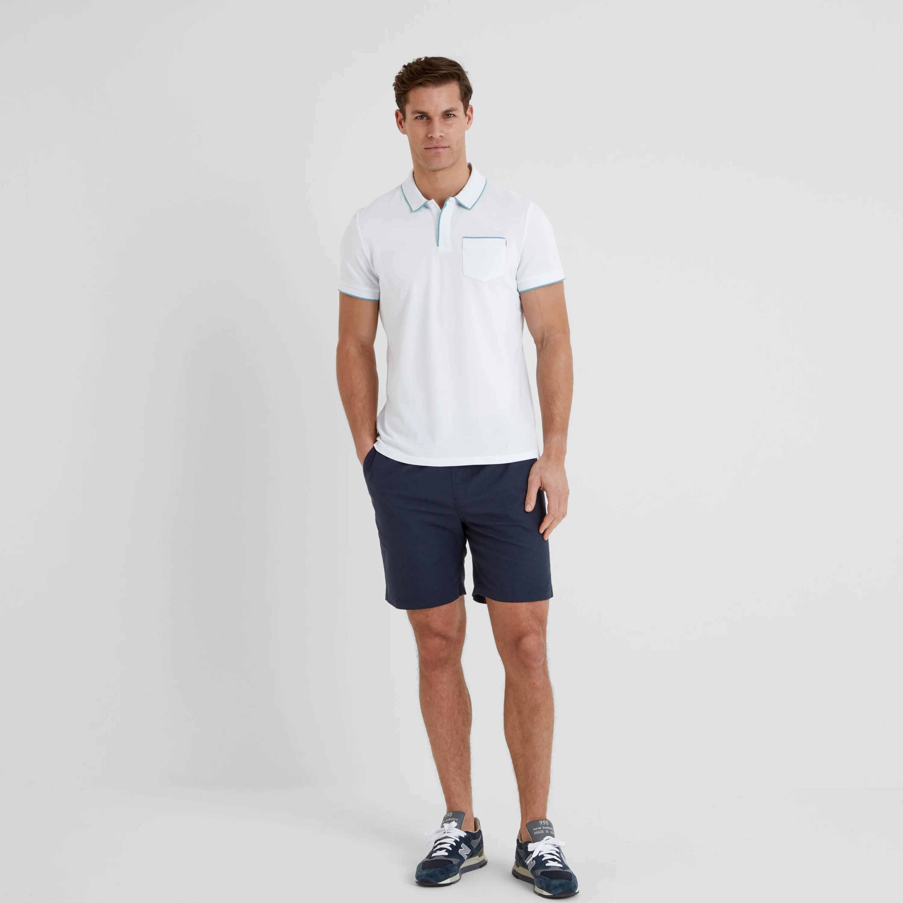 Hamlin Mens 100% Cotton Pique Polo Shirt - Optic White - Image 5