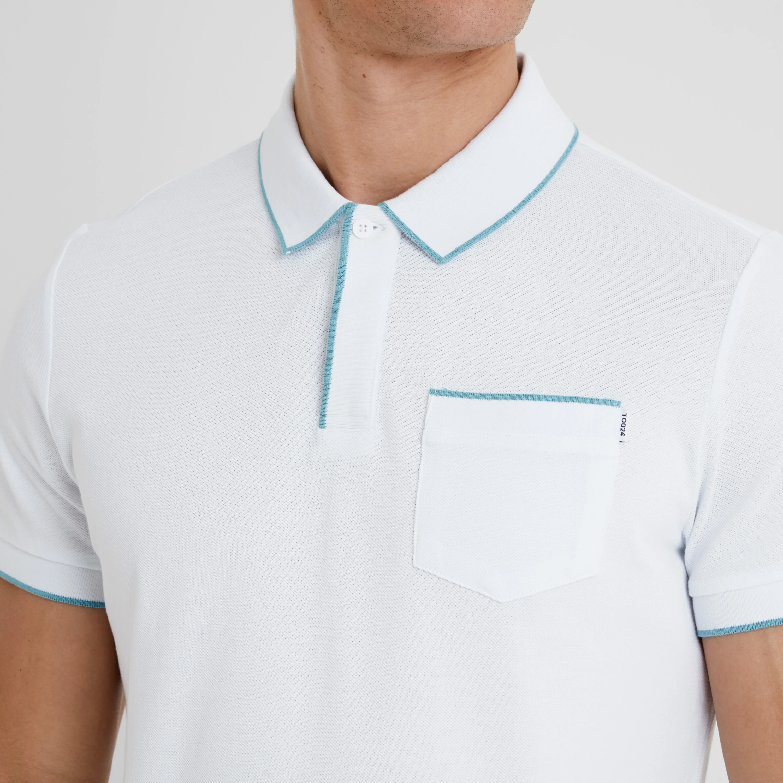 Hamlin Mens 100% Cotton Pique Polo Shirt - Optic White - Image 7