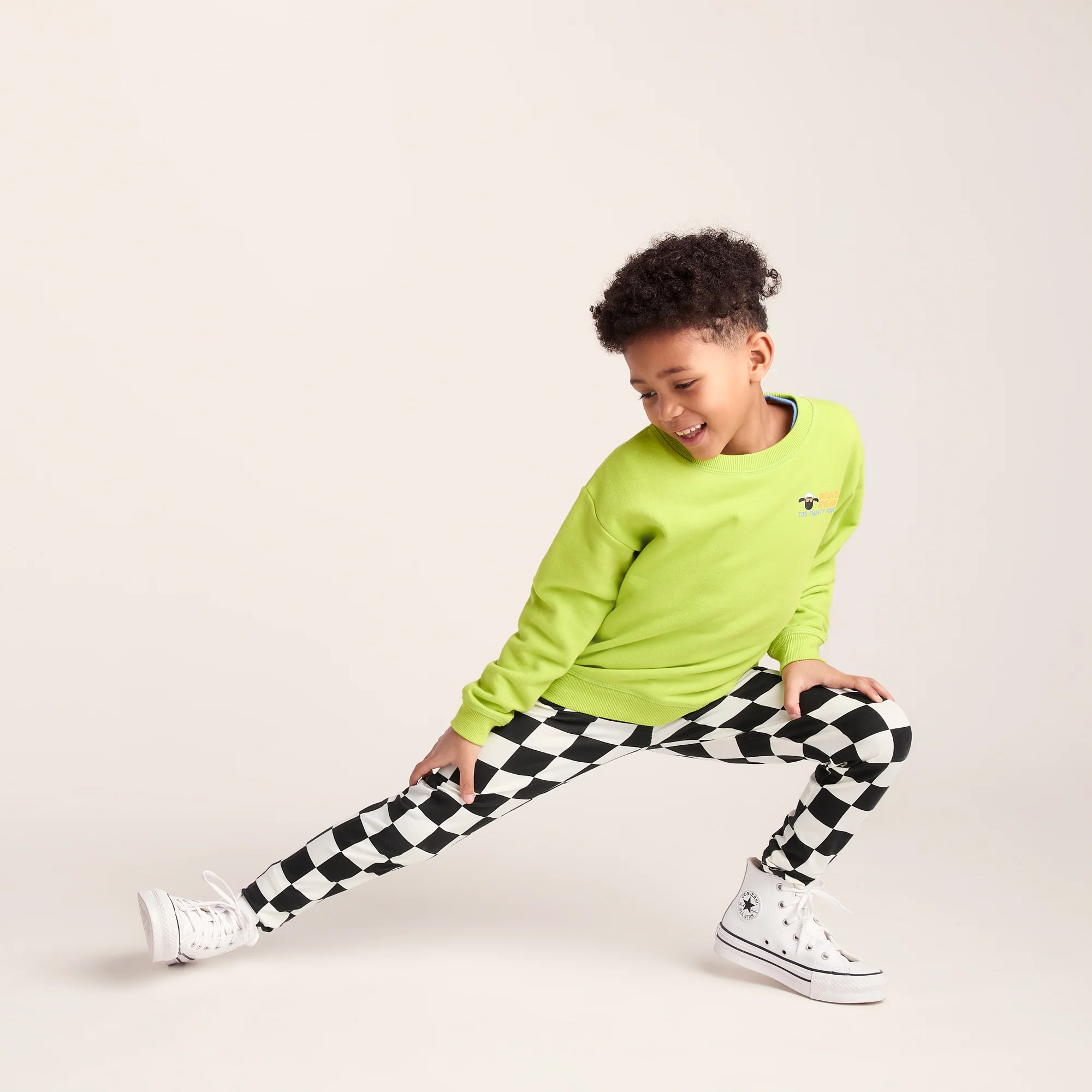 Harri Kids Shaun the Sheep Legging - Black Woolly Checkerboard - Image 2