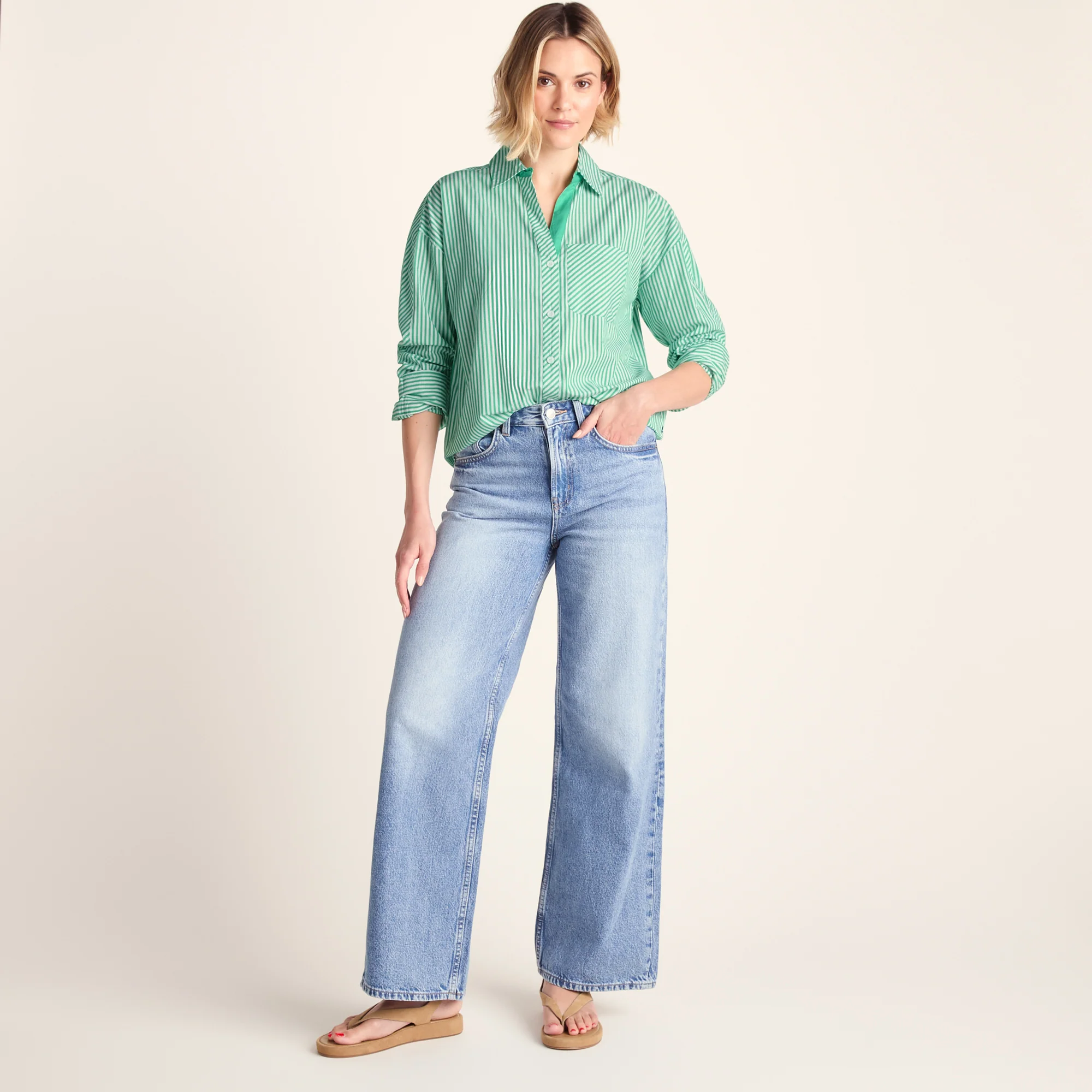Helena Womens Oversized 100% Cotton Long Sleeve Shirt - Optic White - Image 2