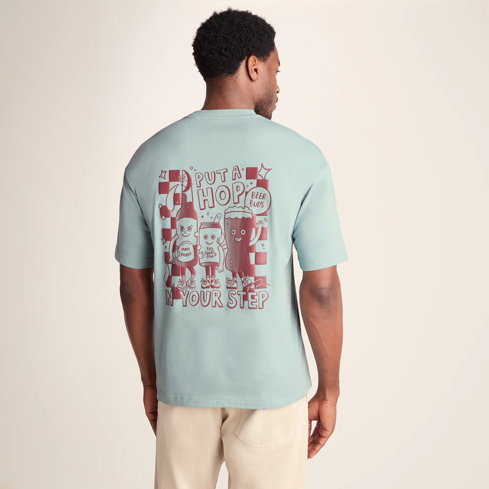 Hop Mens Relaxed Fit Premium Supersoft Hattie Clark T-Shirt - Summer Sky - Image 2