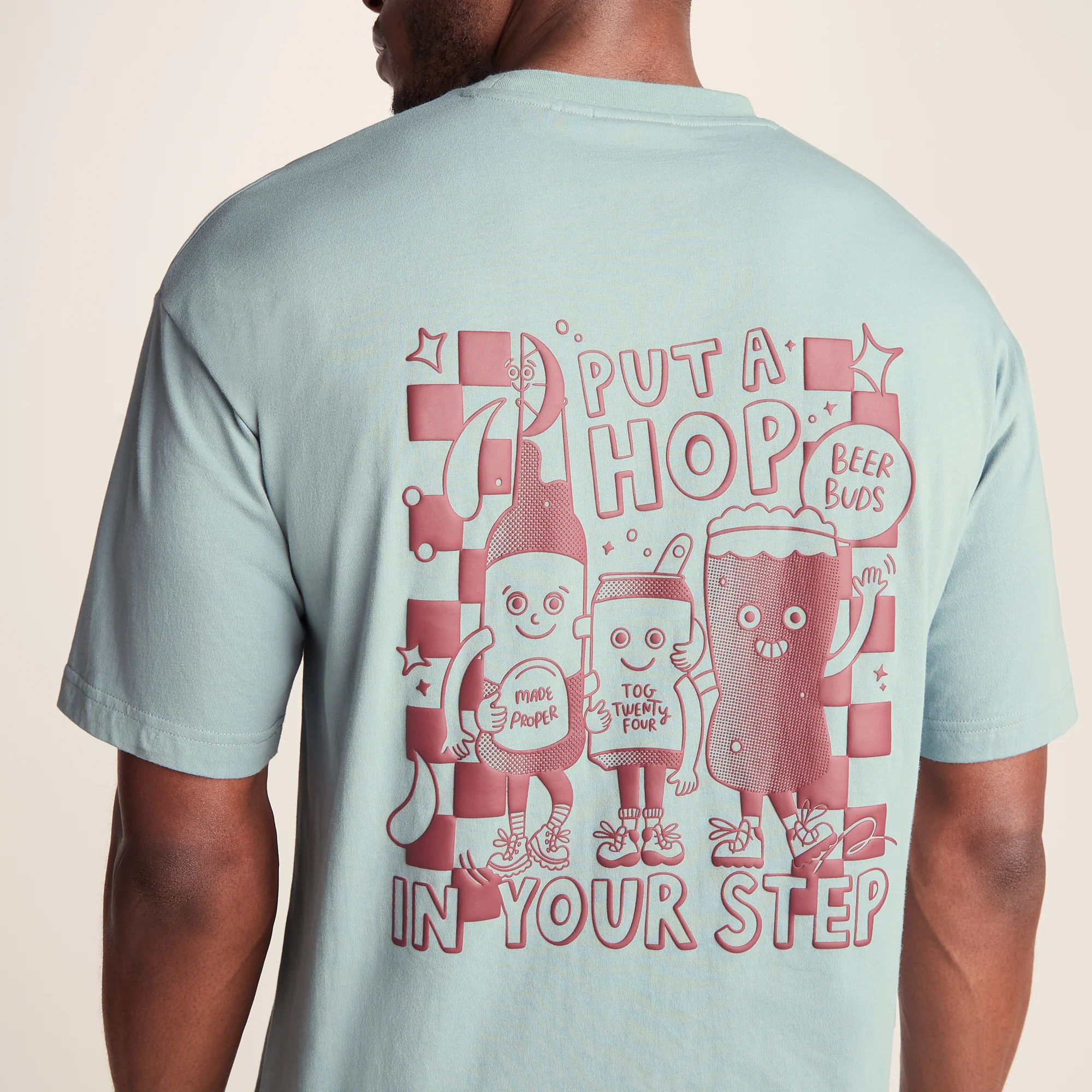 Hop Mens Relaxed Fit Premium Supersoft Hattie Clark T-Shirt - Summer Sky - Image 6