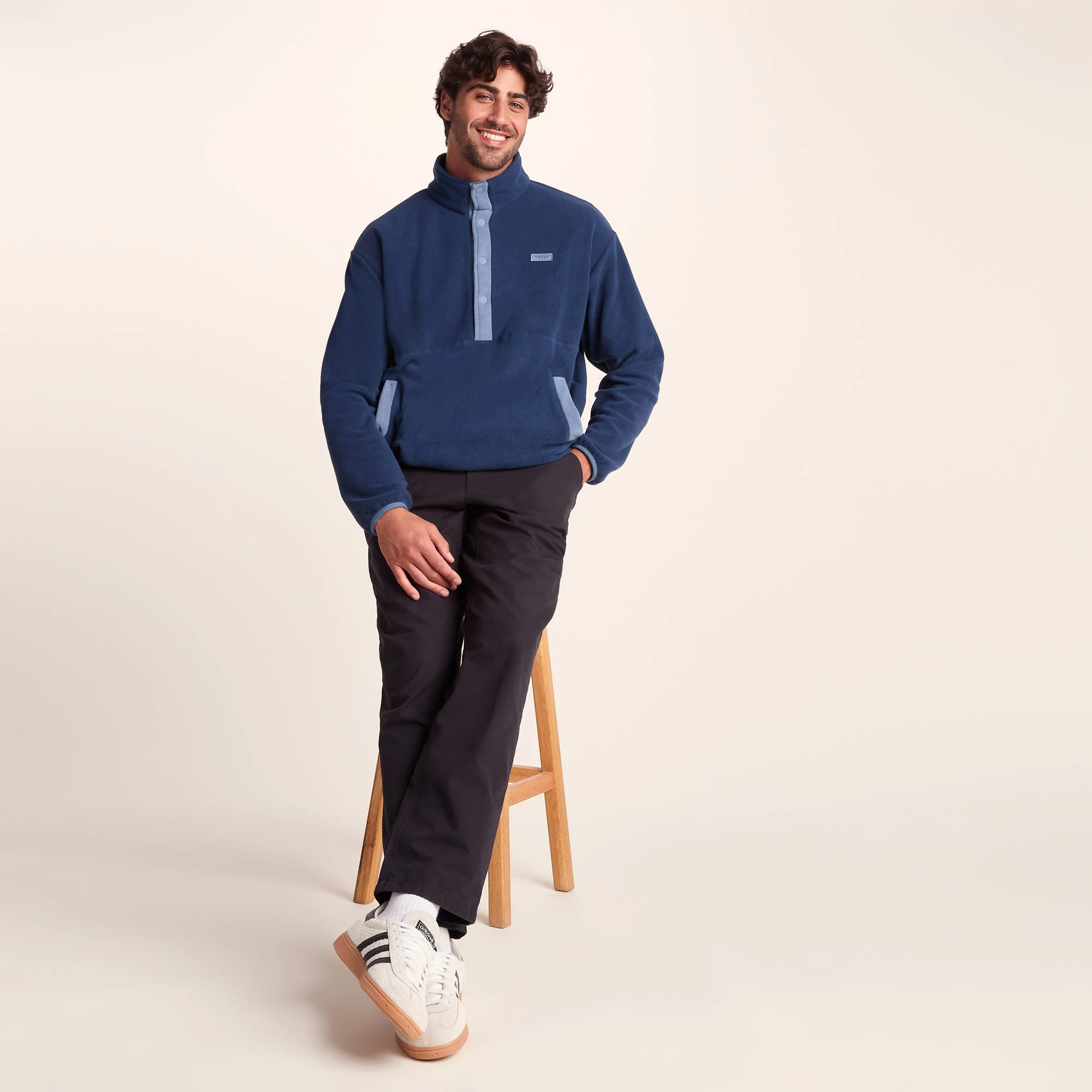 Horth Mens Half Zip Microfleece - Inky Blue/Blue Dolphin - Image 4