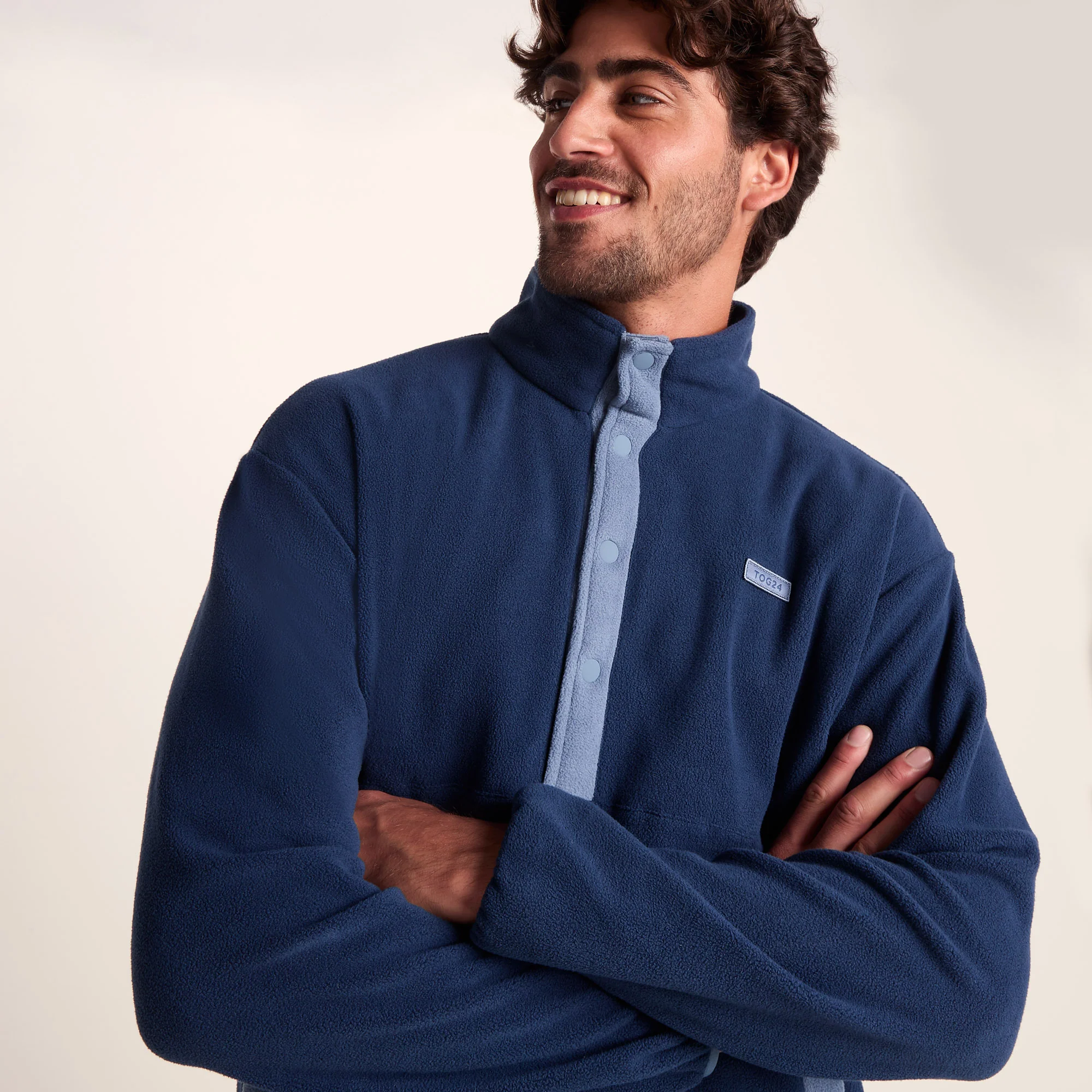 Horth Mens Half Zip Microfleece - Inky Blue/Blue Dolphin - Image 5