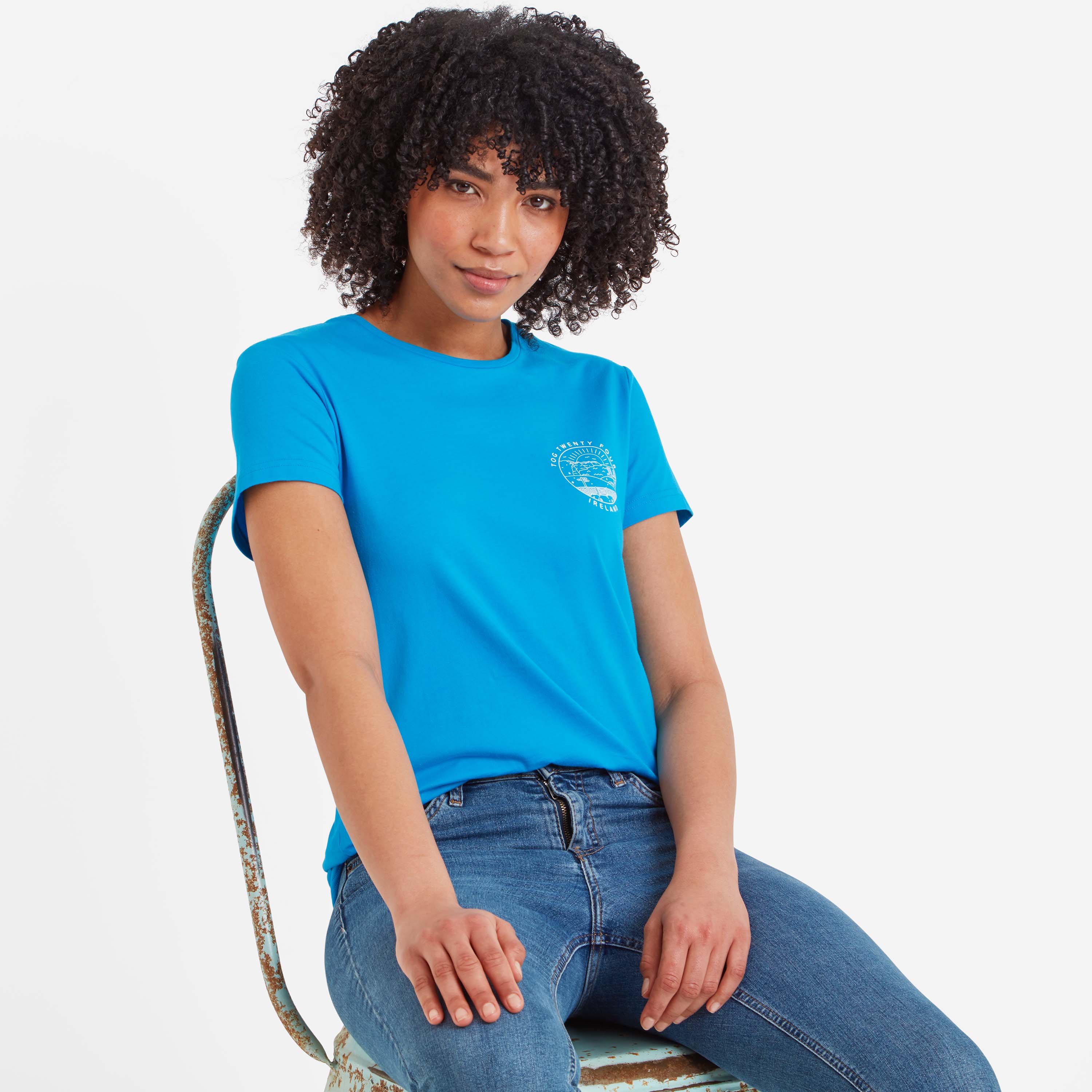 Ireland Womens 100% Cotton T-Shirt - Azure Blue - Image 4