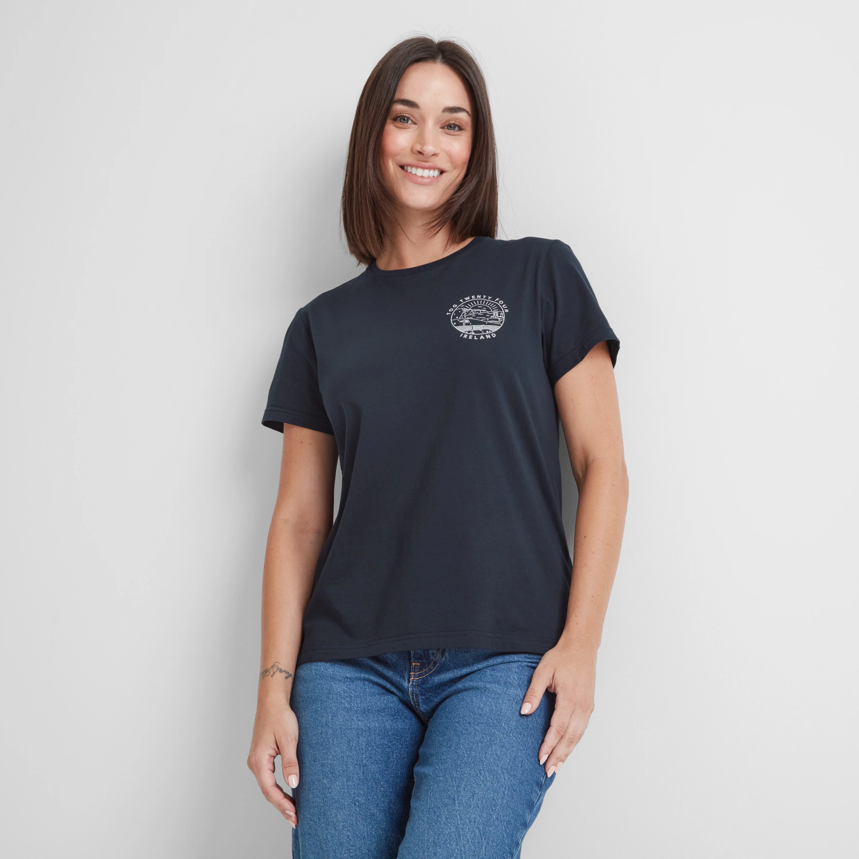 Ireland Womens 100% Cotton T-Shirt - Dark Indigo - Image 2