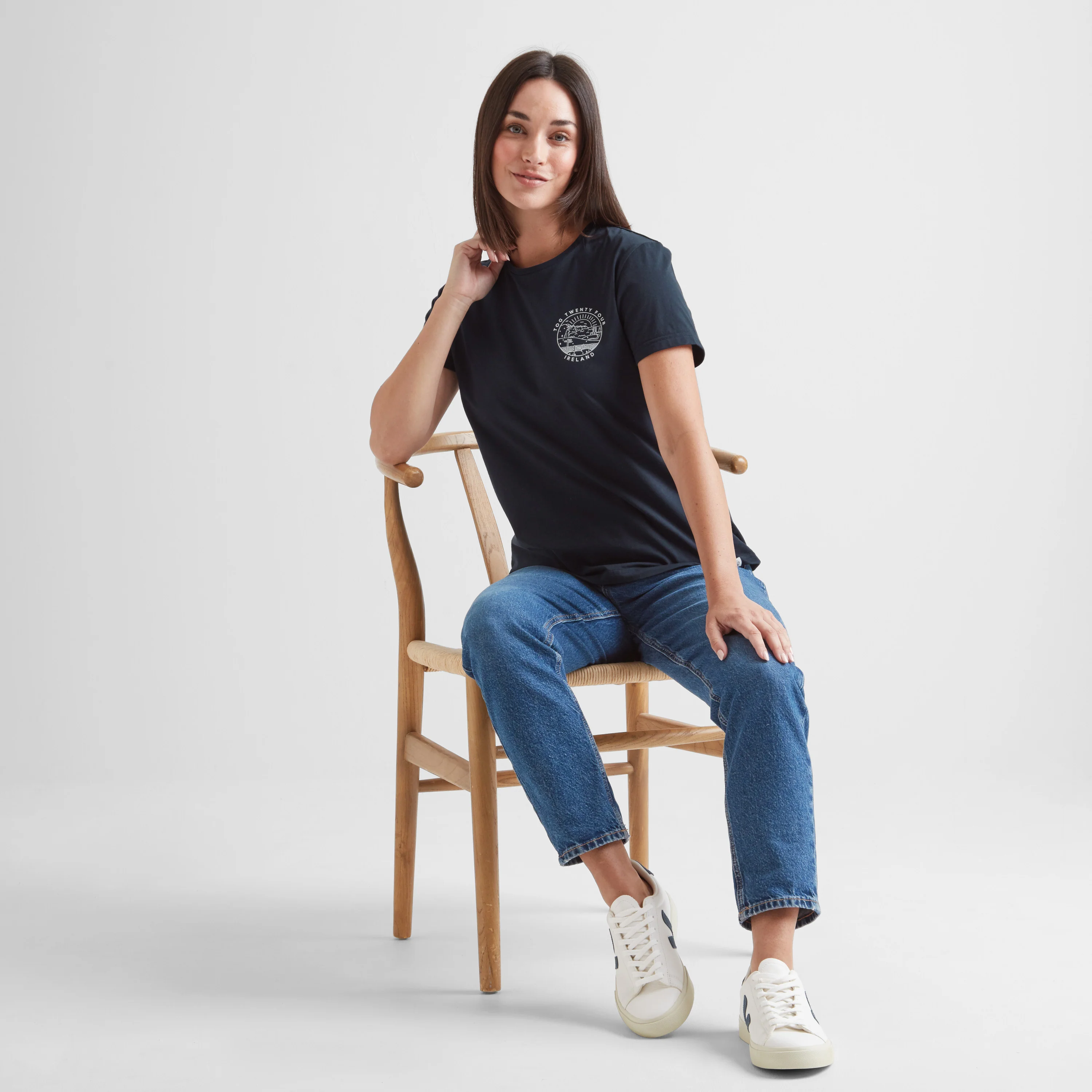 Ireland Womens 100% Cotton T-Shirt - Dark Indigo - Image 5