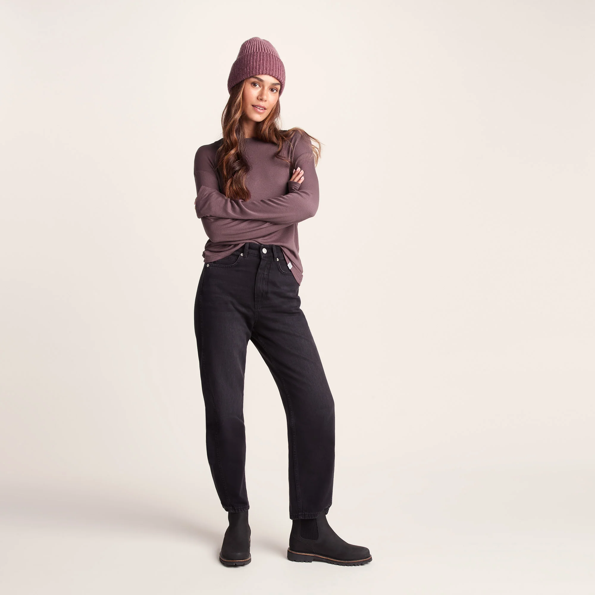 Jemma Womens Long Sleeve Supersoft T-Shirt - Dark Mauve - Image 3