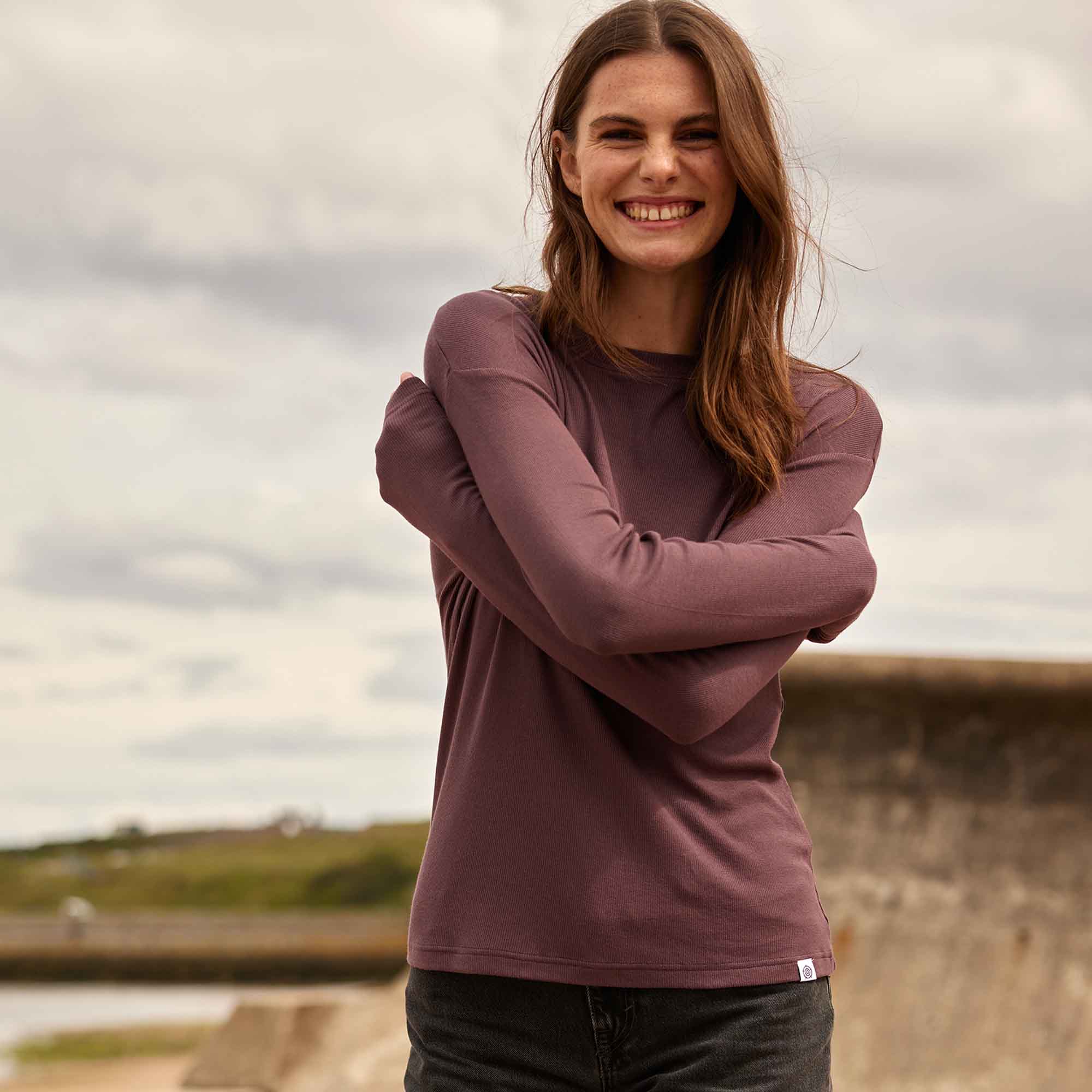 Jemma Womens Long Sleeve Supersoft T-Shirt - Dark Mauve - Image 8