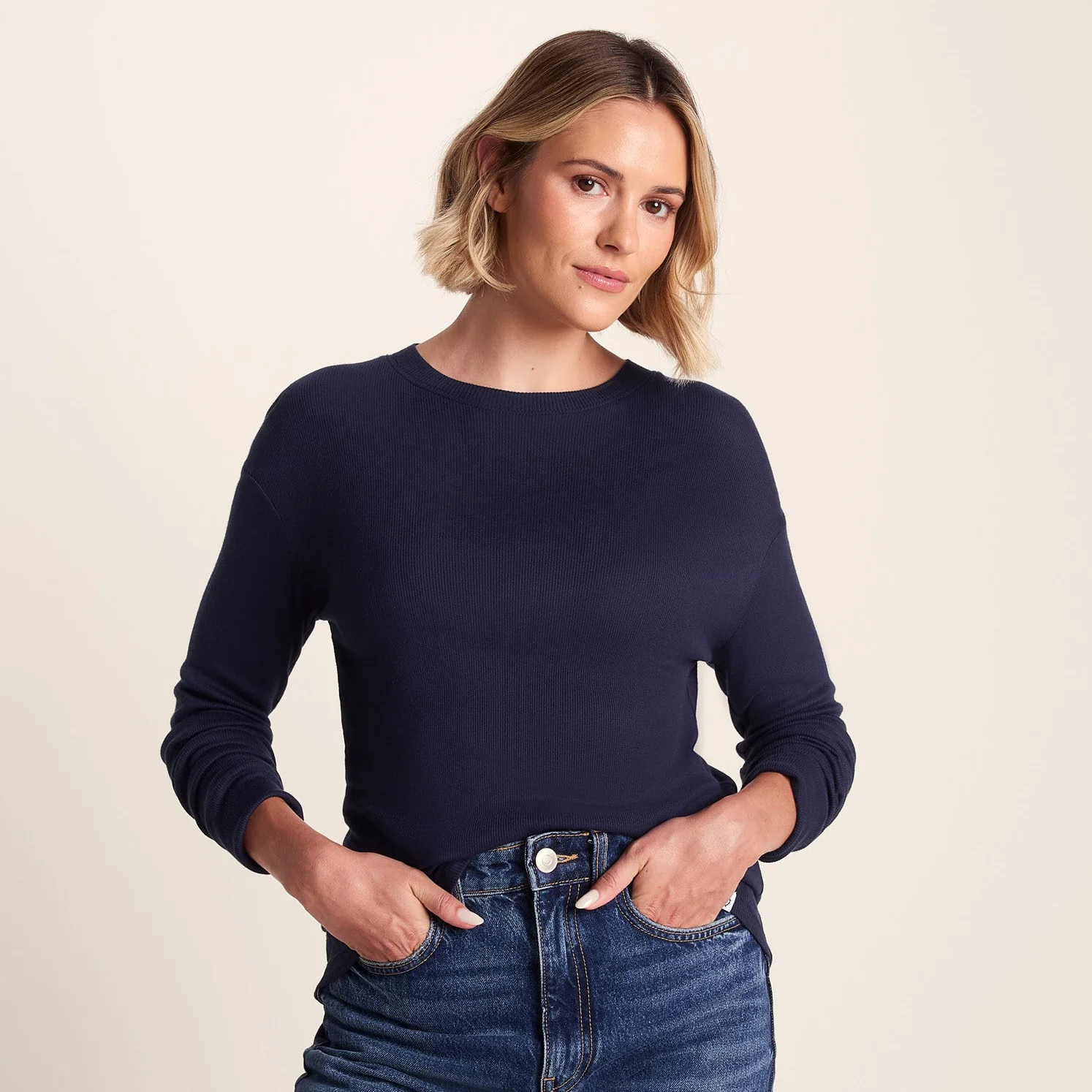 Jemma Womens Long Sleeve Supersoft T-Shirt - Oxford Blue
