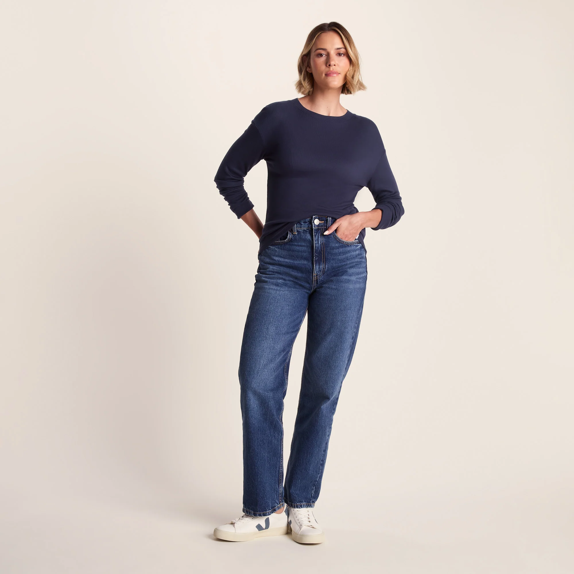 Jemma Womens Long Sleeve Supersoft T-Shirt - Oxford Blue - Image 2