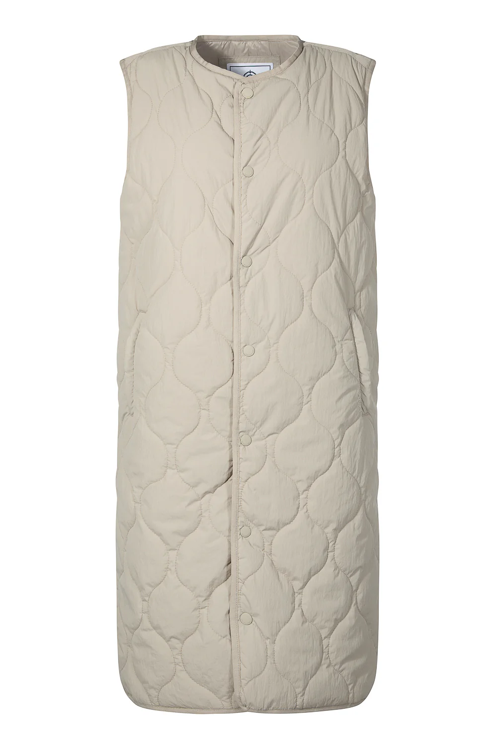 Jena Womens Relaxed Fit Long Insulated Gilet - Cool Beige - Image 9