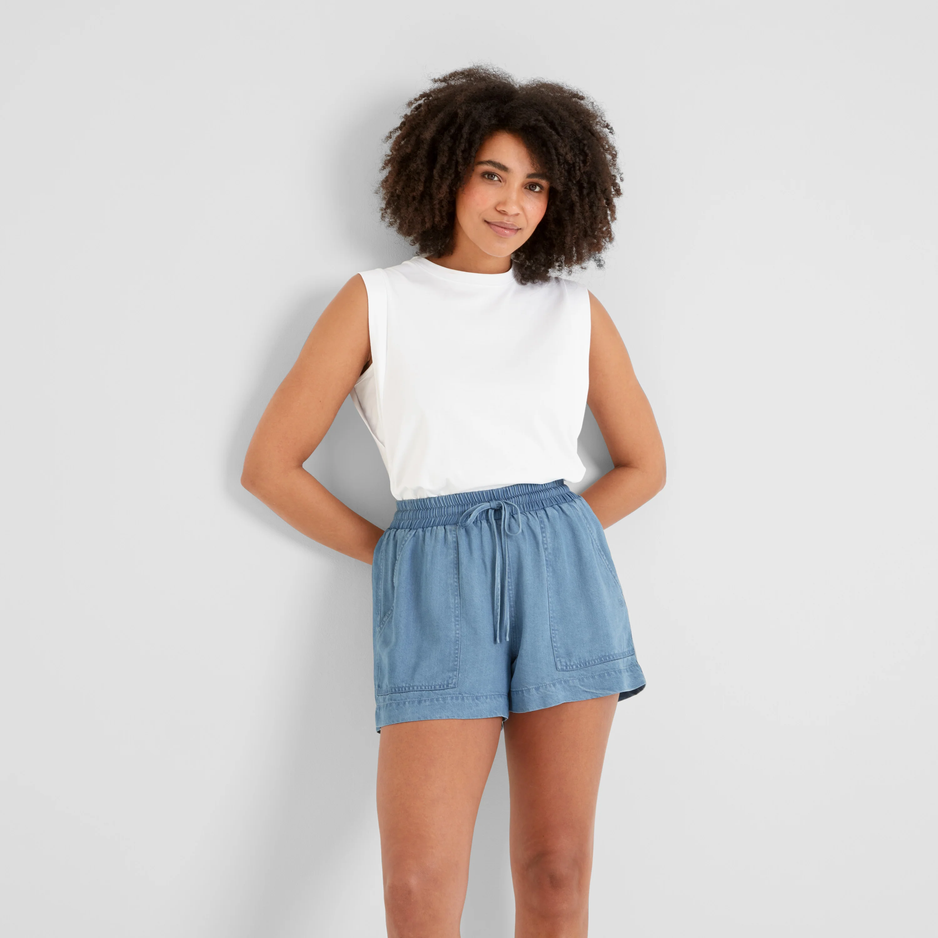 Jessia Womens Tencel Lyocel Shorts - Faded Indigo - Image 2