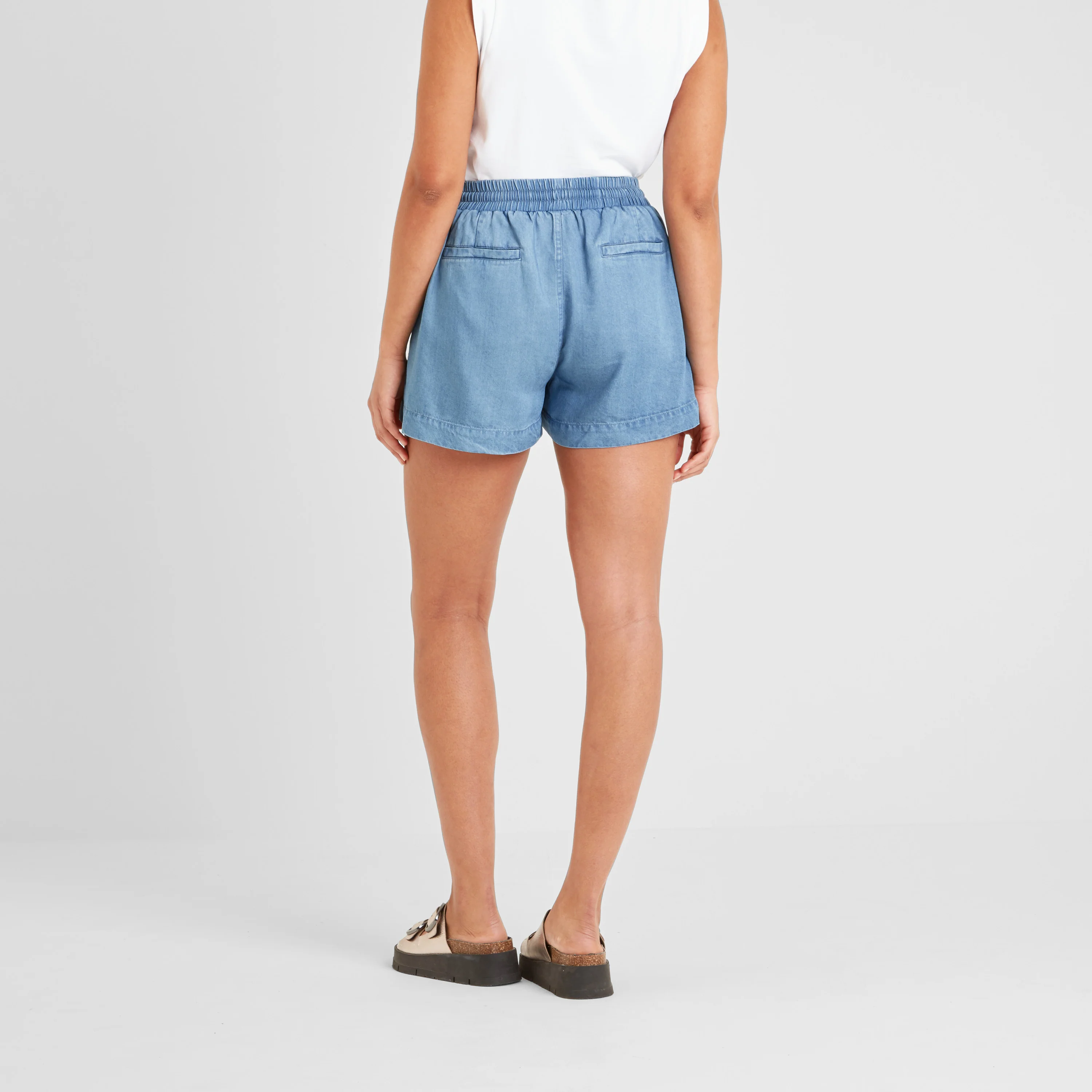 Jessia Womens Tencel Lyocel Shorts - Faded Indigo - Image 3