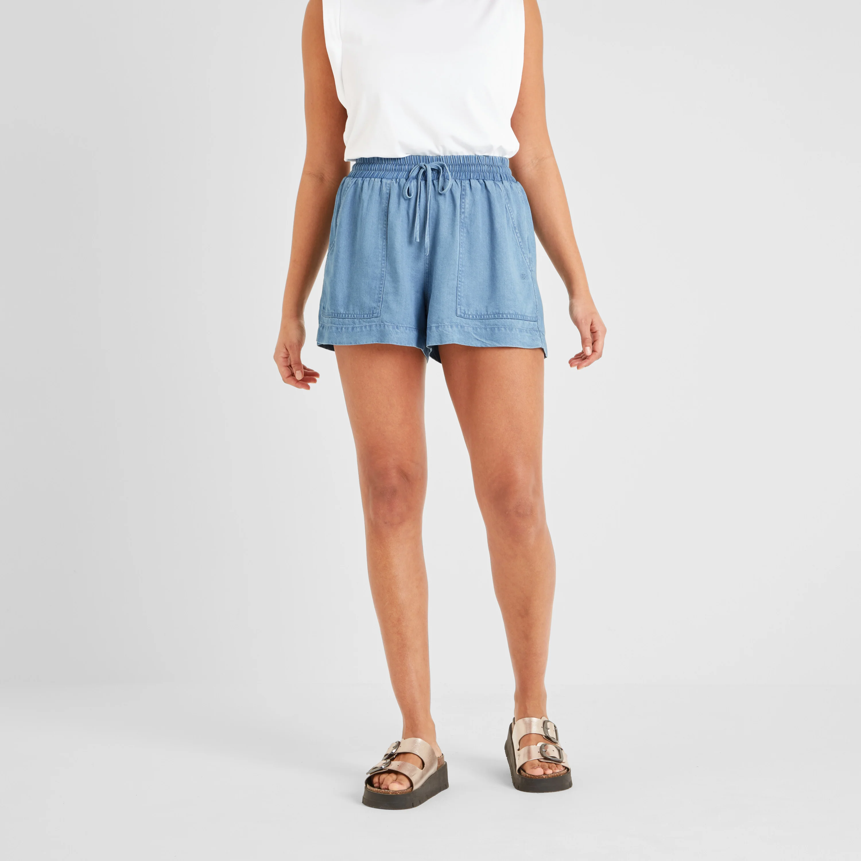 Jessia Womens Tencel Lyocel Shorts - Faded Indigo - Image 5