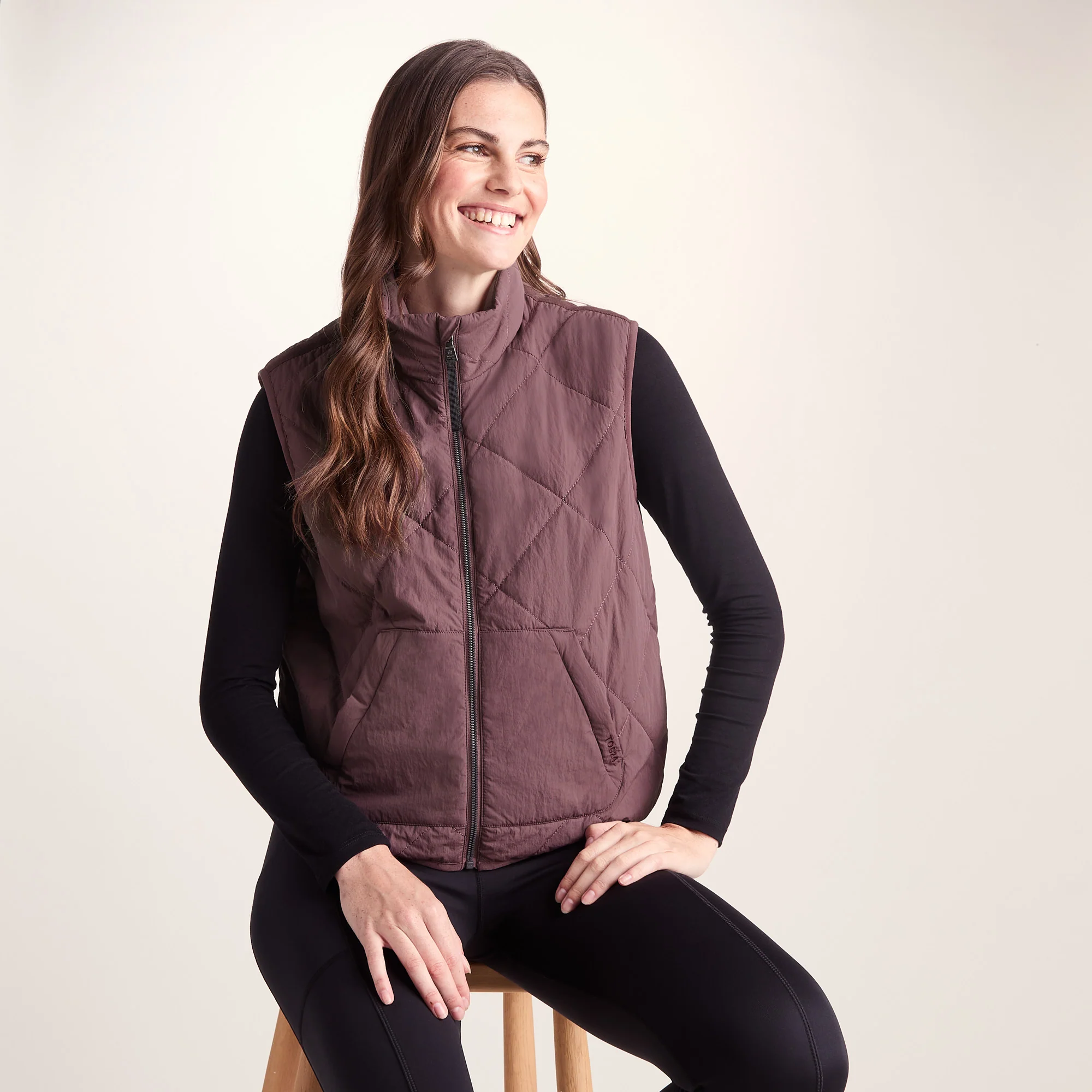 Juni Womens Relaxed Fit Shower Resistant Insulated Gilet - Dark Mauve - Image 5