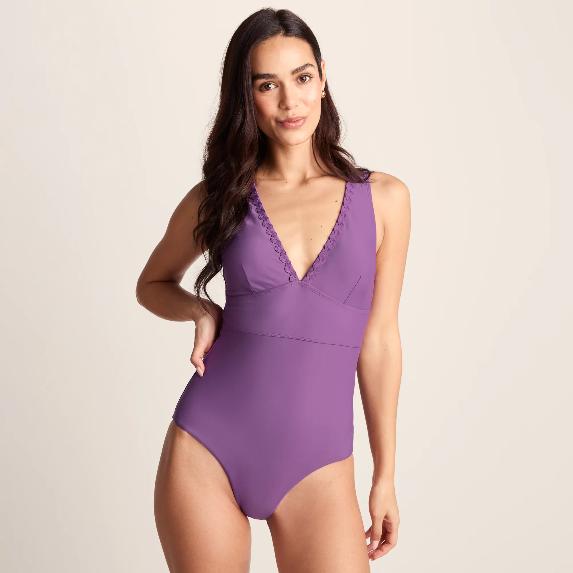 Katerina Womens One Piece Mesh Lined Swimsuit - Orchid