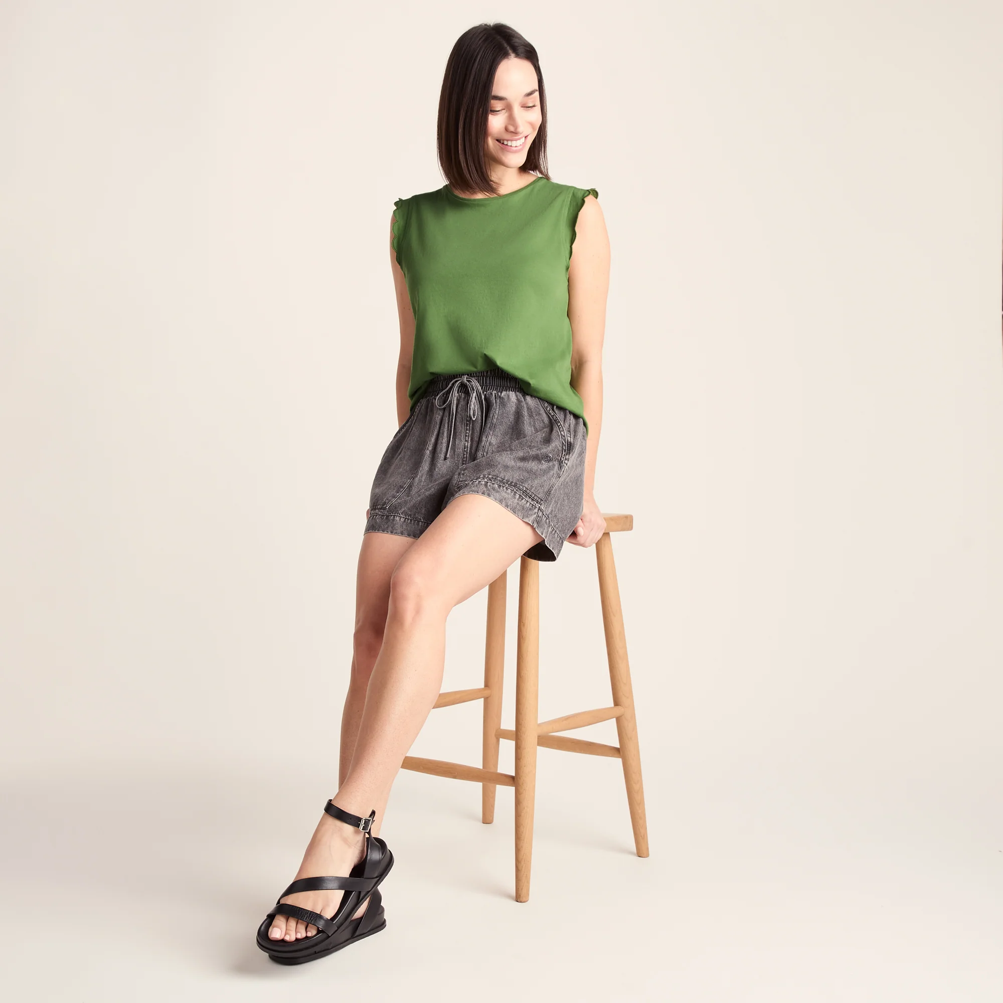 Katie Womens 100% Cotton Supersoft Vest - Dark Matcha - Image 4