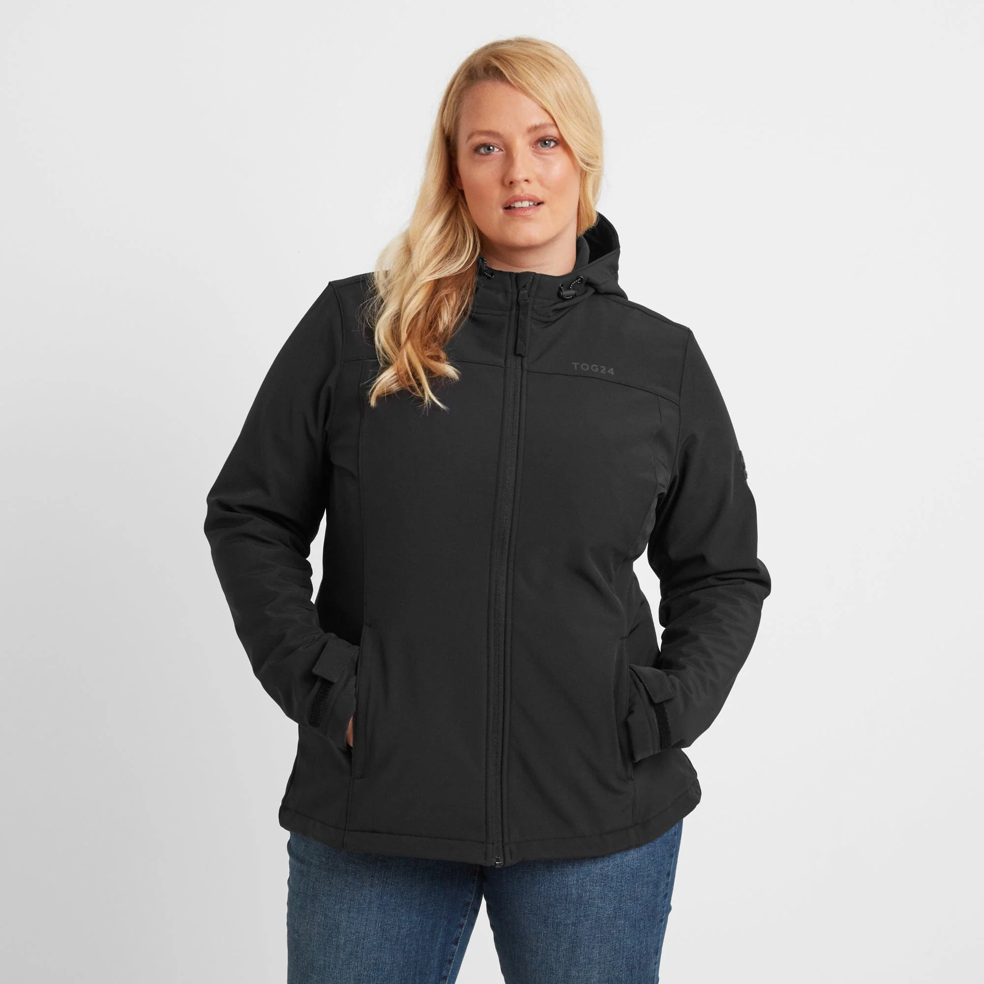 Keld Womens Shower Resistant Hooded Softshell Jacket - Black - Image 9