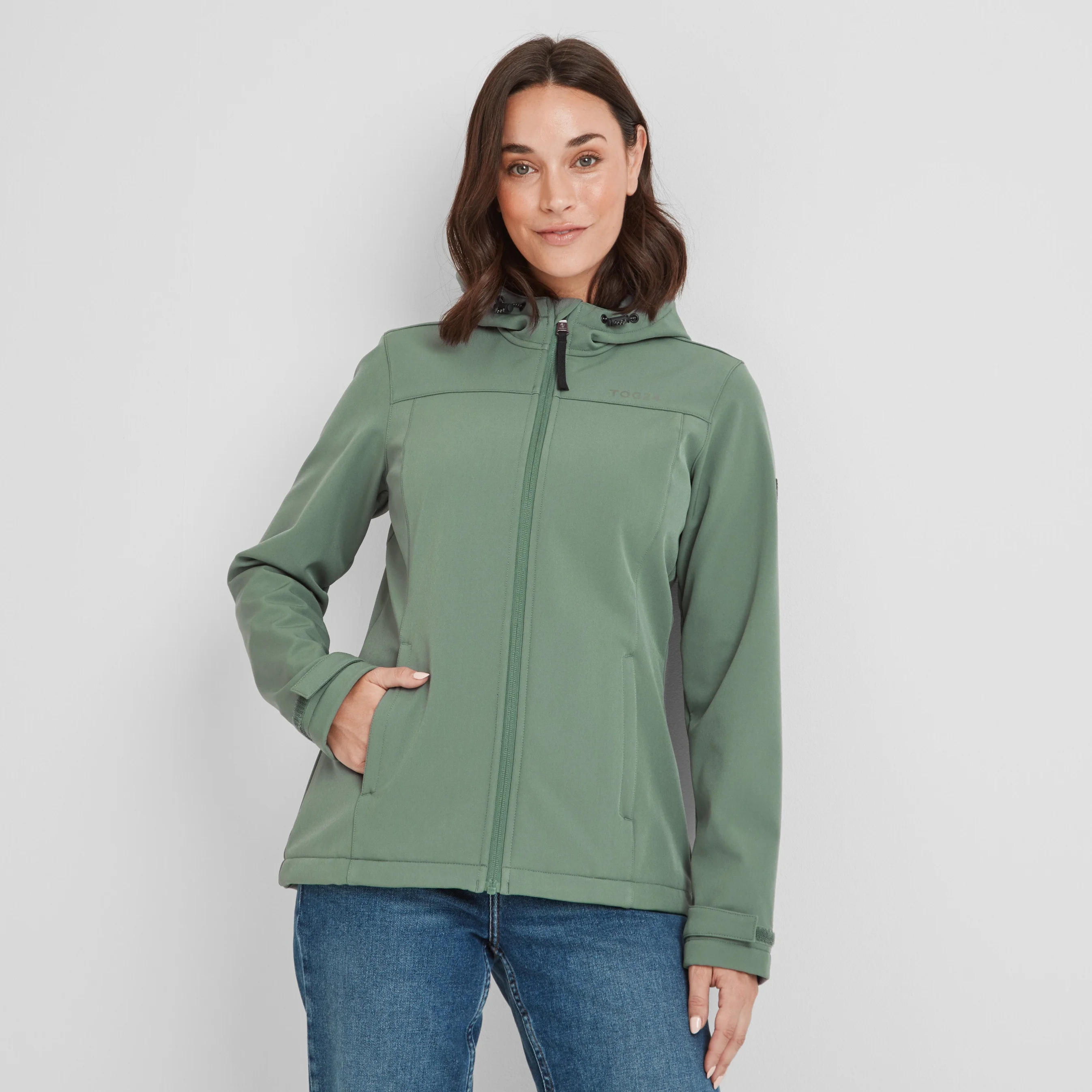 Keld Womens Shower Resistant Hooded Softshell Jacket - Light Forest - Image 3