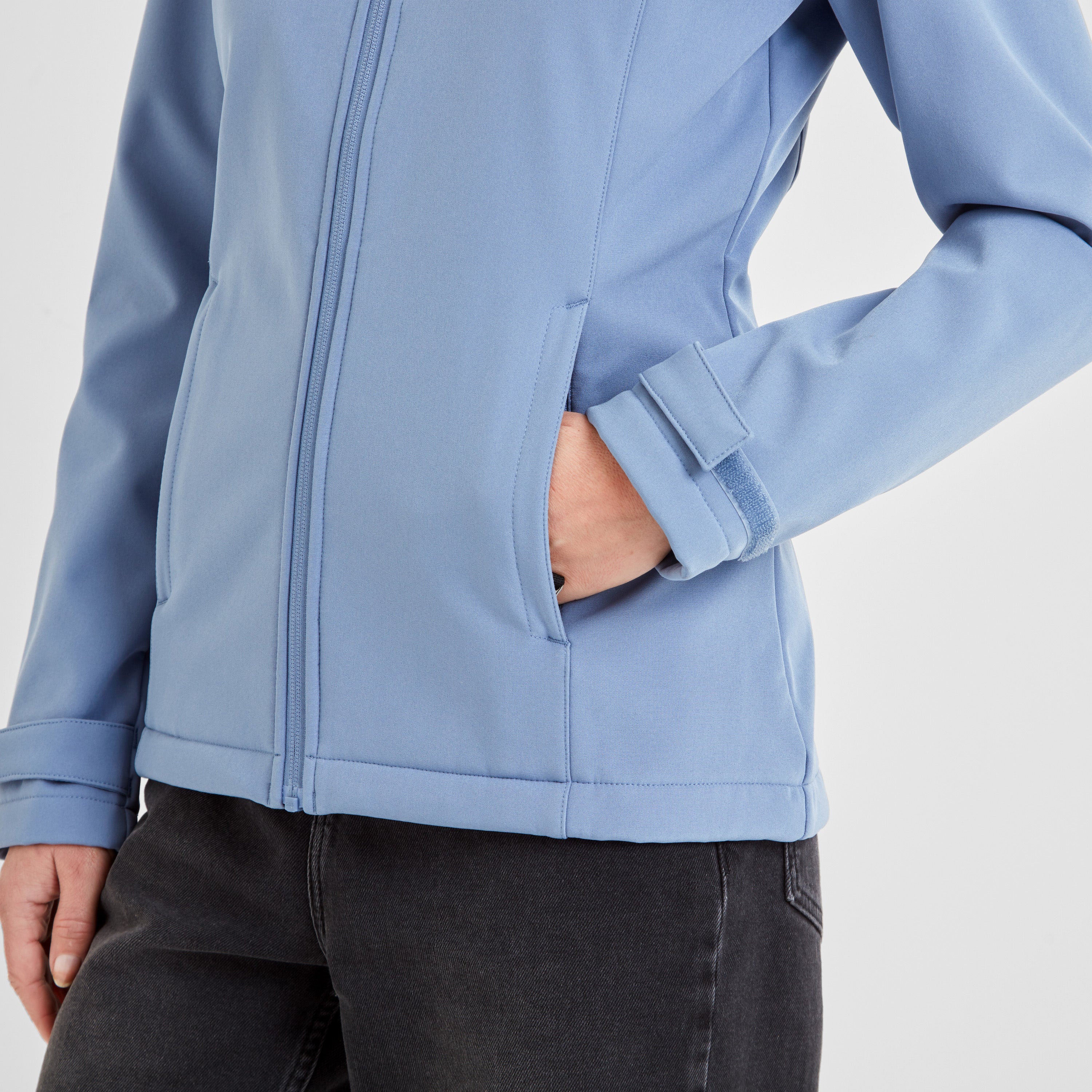 Keld Womens Shower Resistant Hooded Softshell Jacket - Misty Blue - Image 6