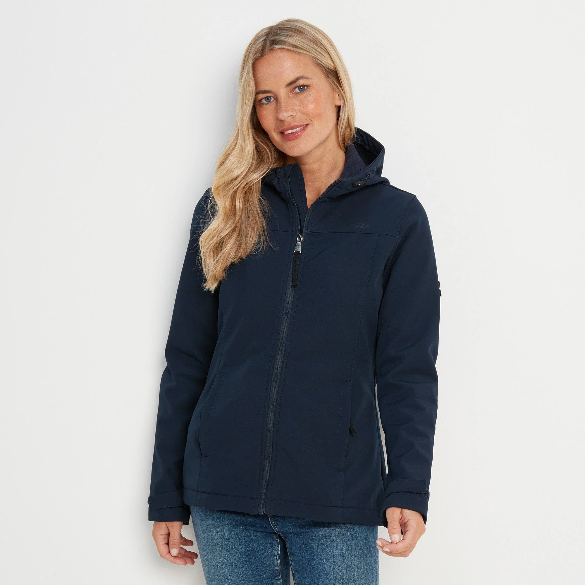 Keld Womens Shower Resistant Hooded Softshell Jacket - Navy - Image 3