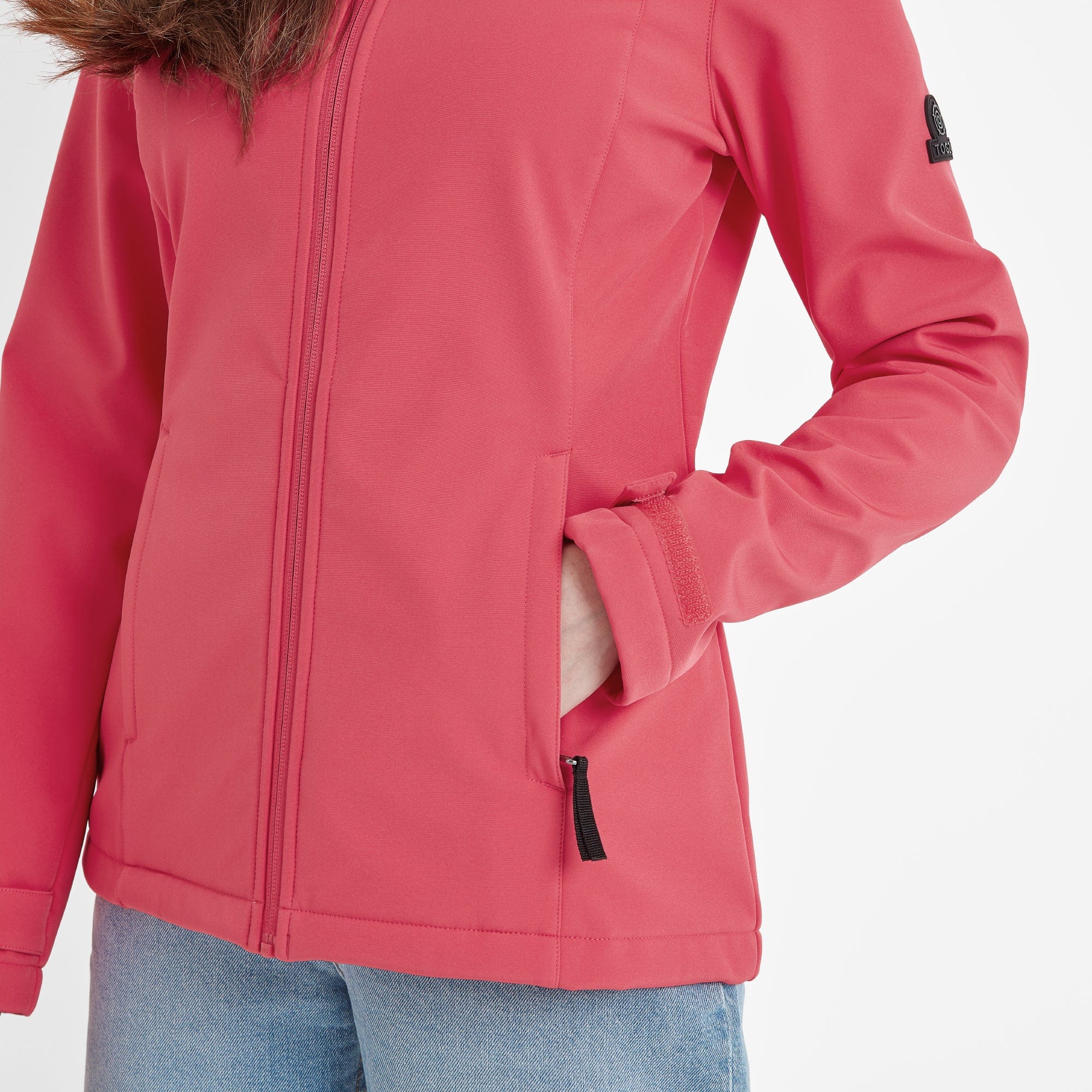 Keld Womens Shower Resistant Hooded Softshell Jacket - Sunset Coral - Image 6