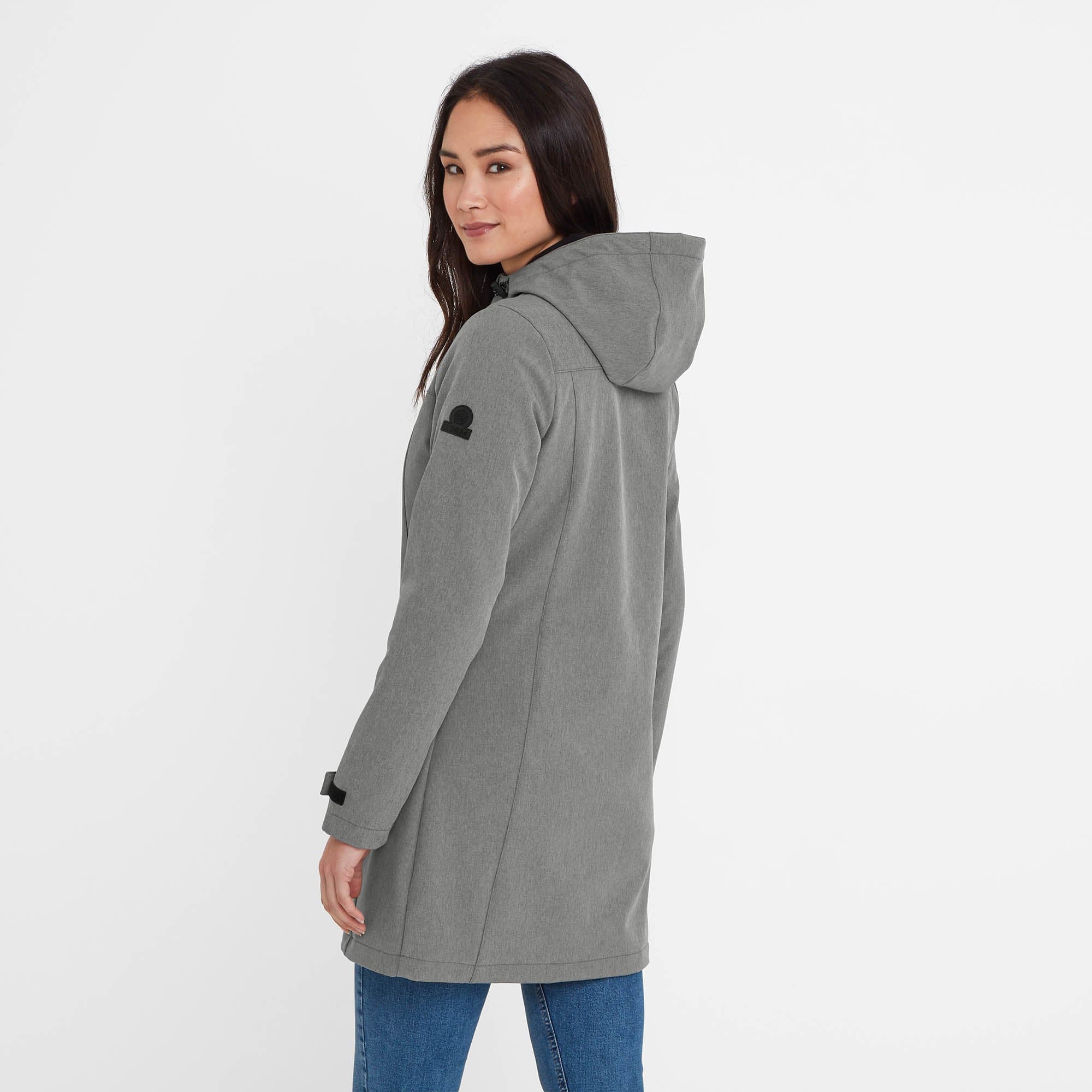 Keld Womens Long Shower Resistant Hooded Softshell Jacket - Dark Grey - Image 4
