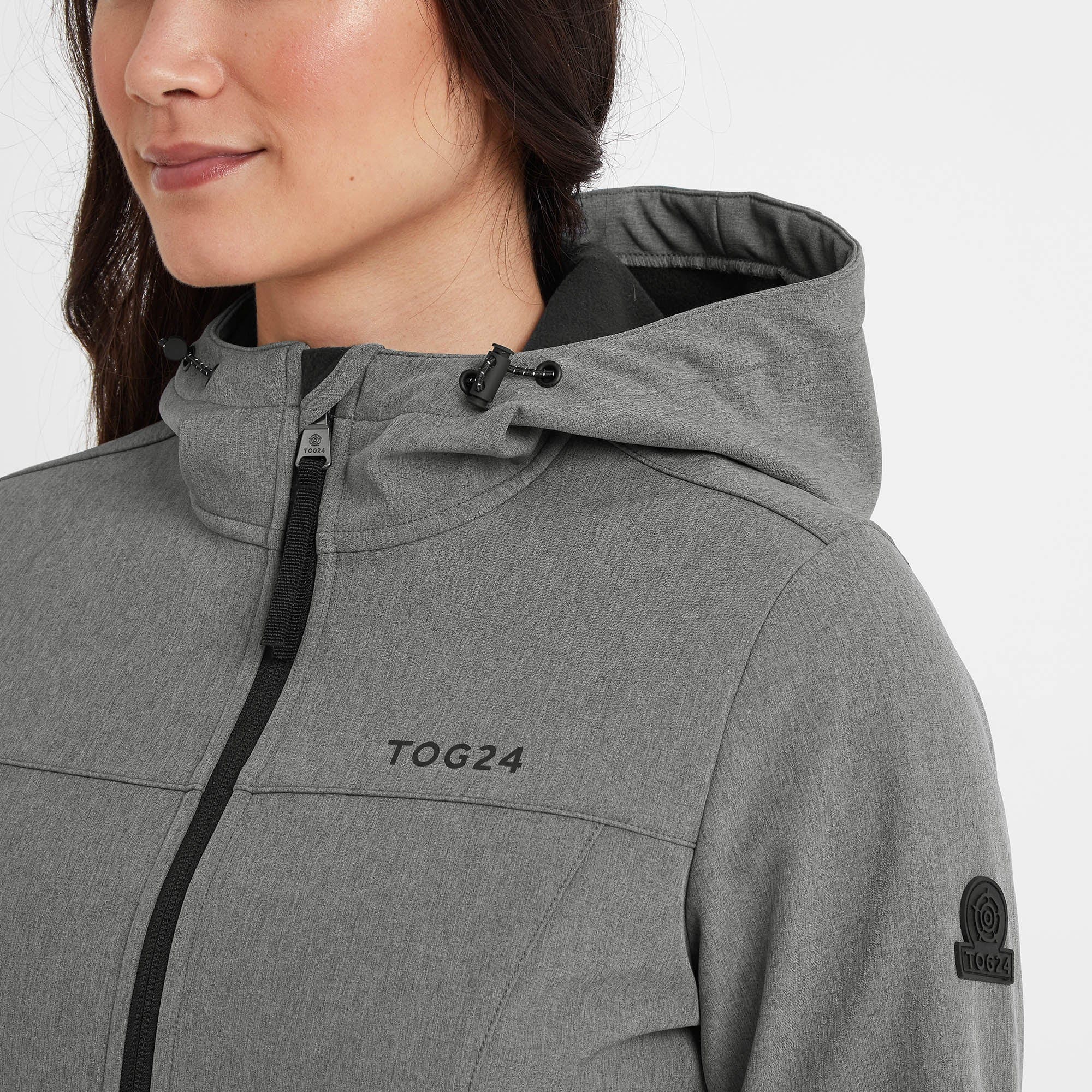 Keld Womens Long Shower Resistant Hooded Softshell Jacket - Dark Grey - Image 6