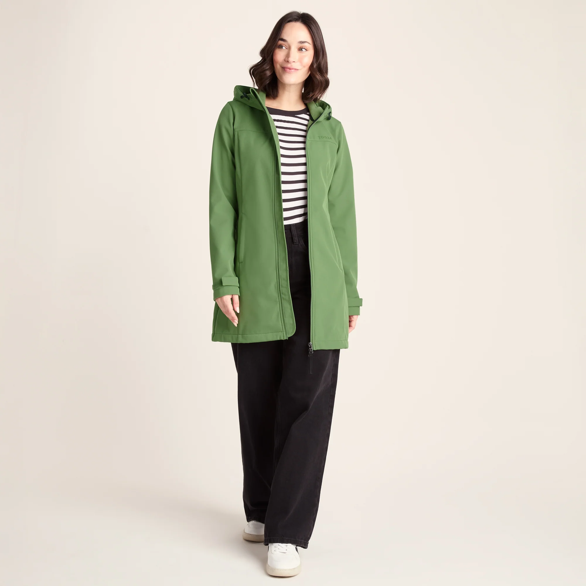 Keld Womens Long Shower Resistant Hooded Softshell Jacket - Dark Matcha