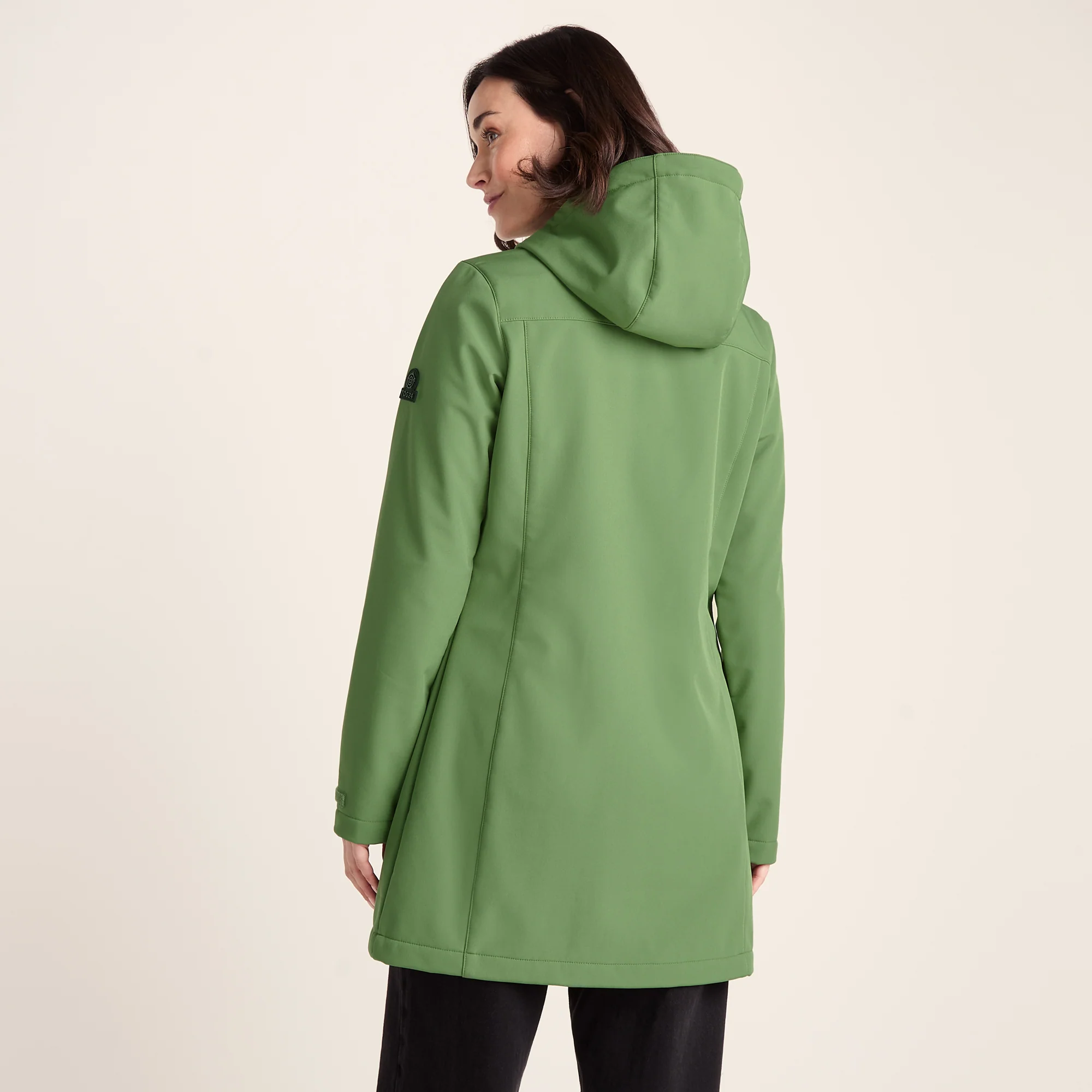 Keld Womens Long Shower Resistant Hooded Softshell Jacket - Dark Matcha - Image 2