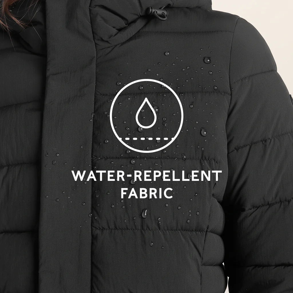 Kirkham Womens Long Shower Resistant Insulated Jacket - Black - Image 8