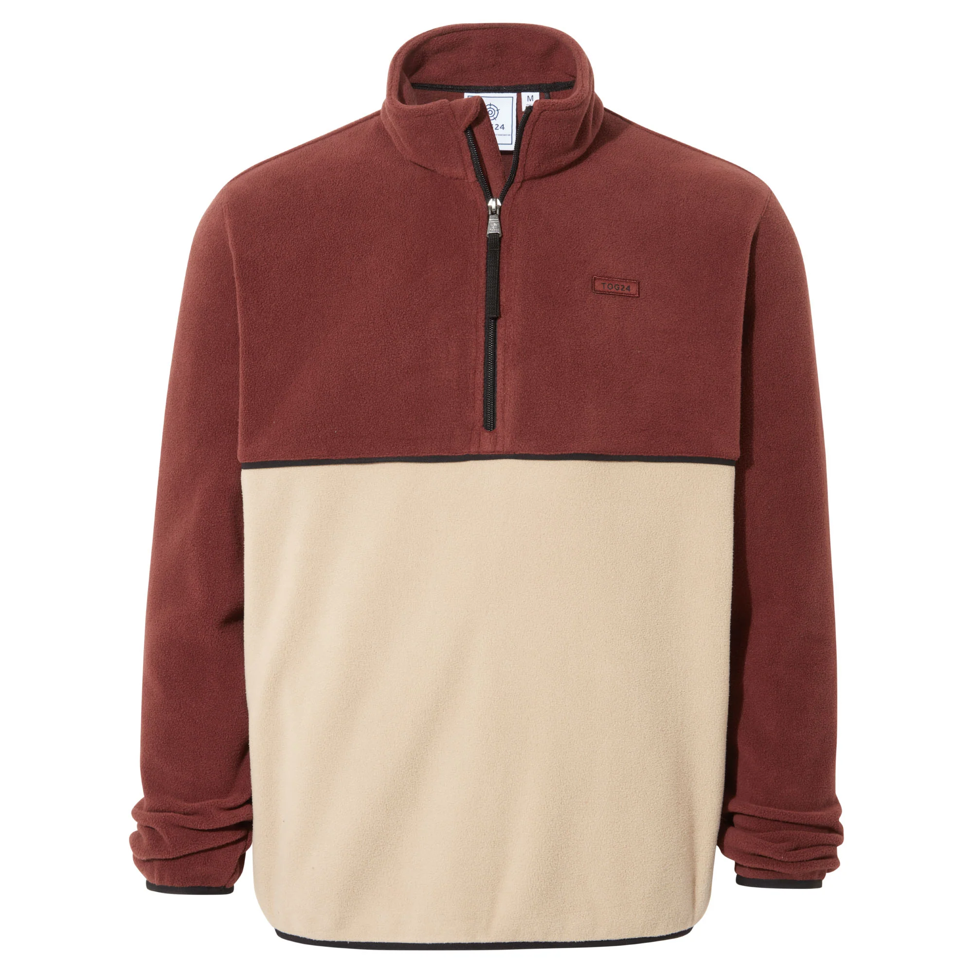 Kirton Mens Relaxed Fit Microfleece Zip Neck - Port/Hazelnut - Image 6