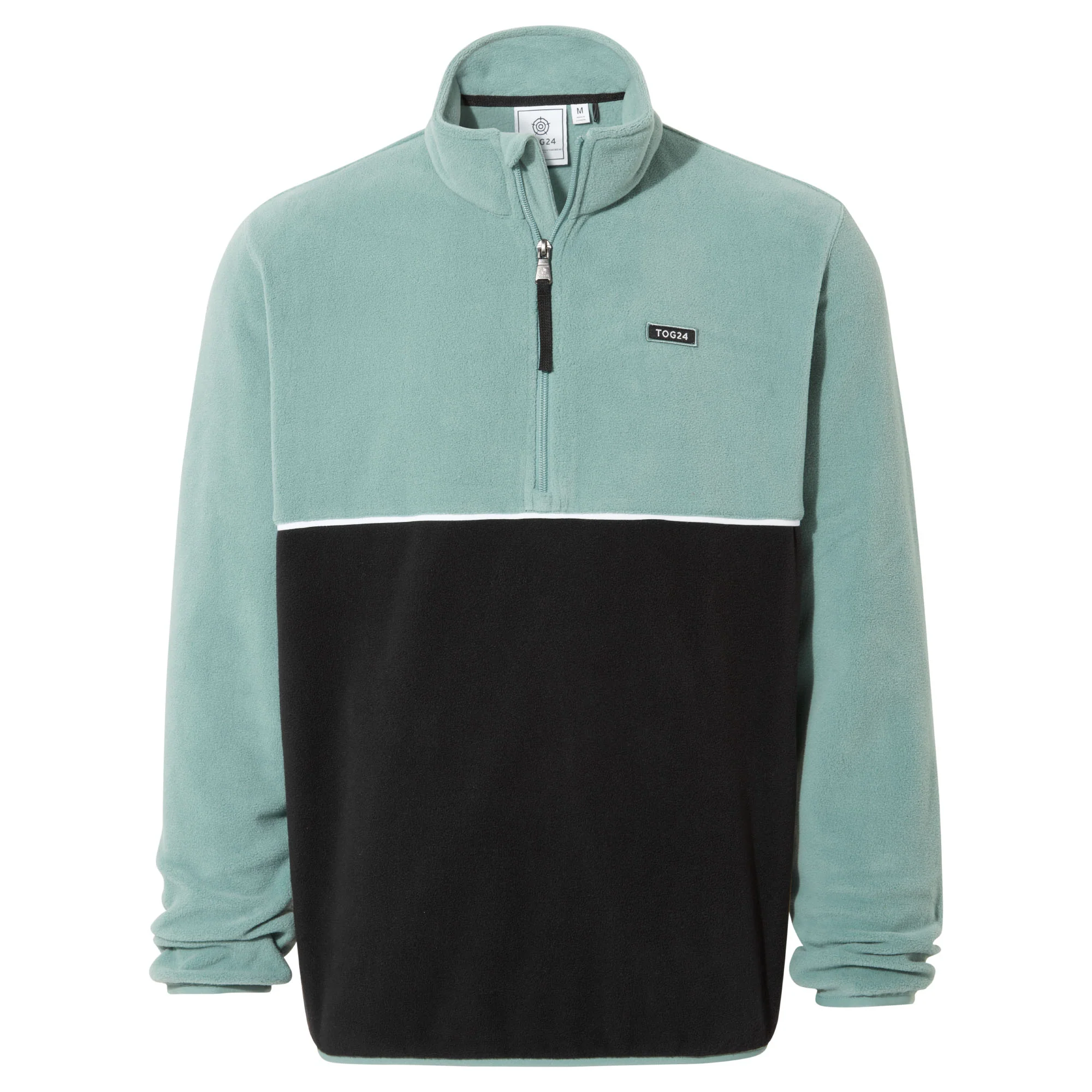 Kirton Mens Relaxed Fit Microfleece Zip Neck - Steel Teal/Black - Image 8