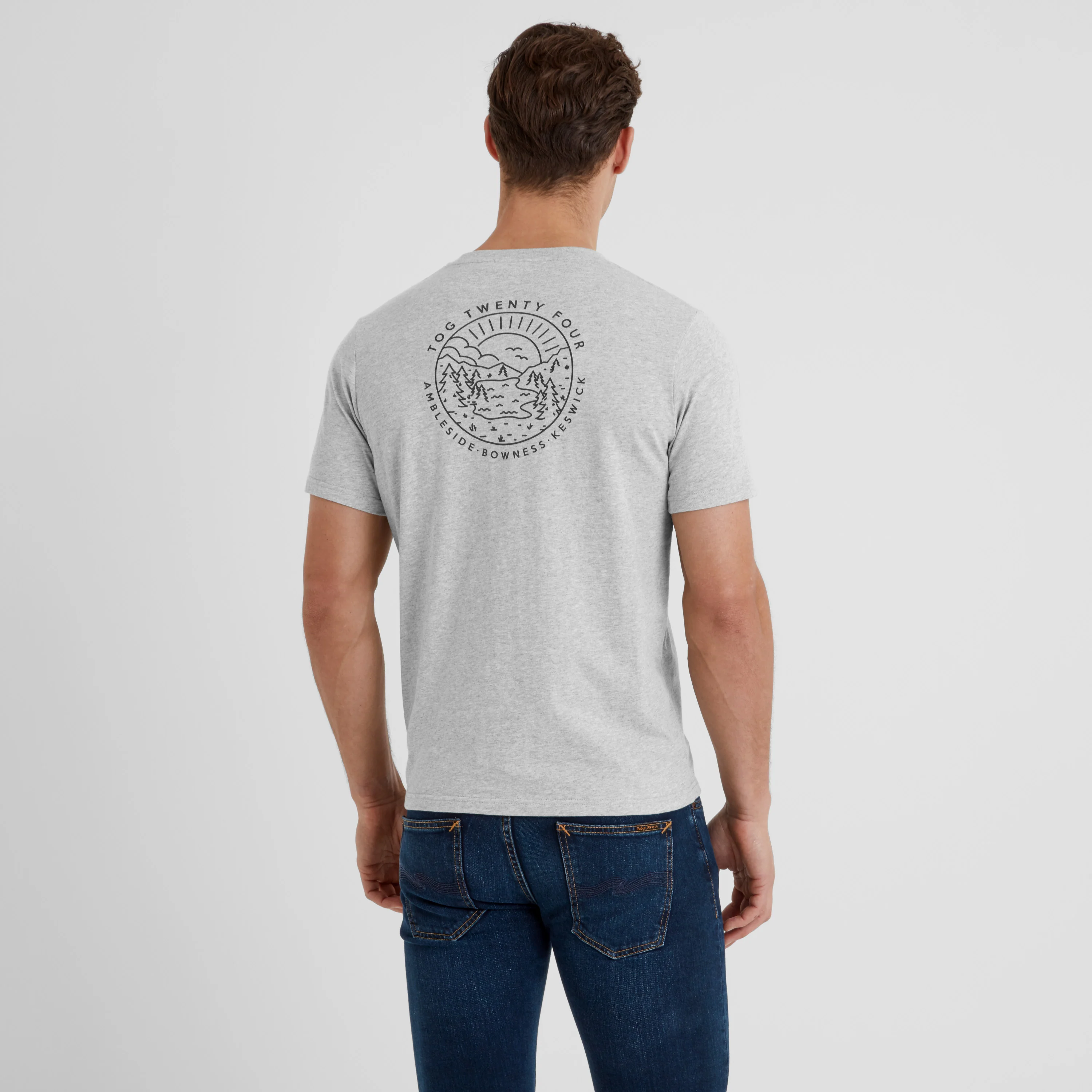Lakes Mens 100% Cotton Supersoft T-Shirt - Light Grey Marl - Image 3